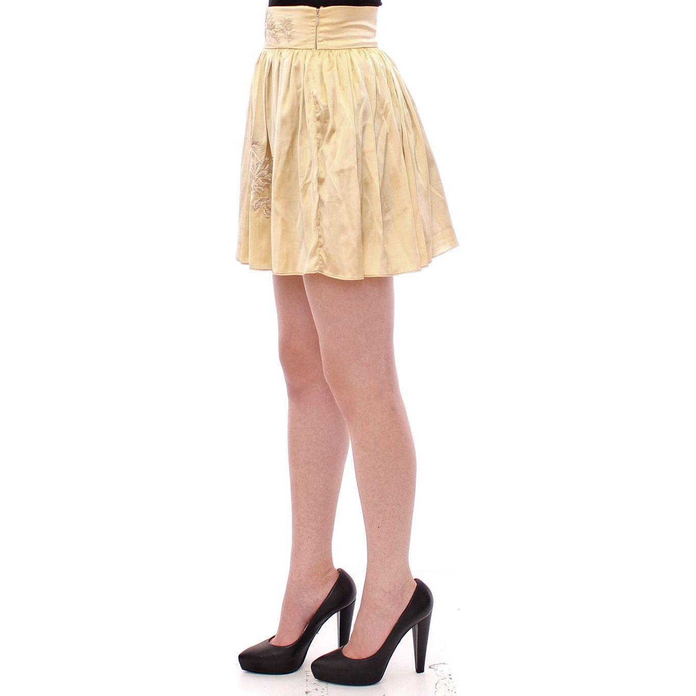 Andrea Incontri Chic Beige Floral Embroidered Mini Skirt Andrea Incontri