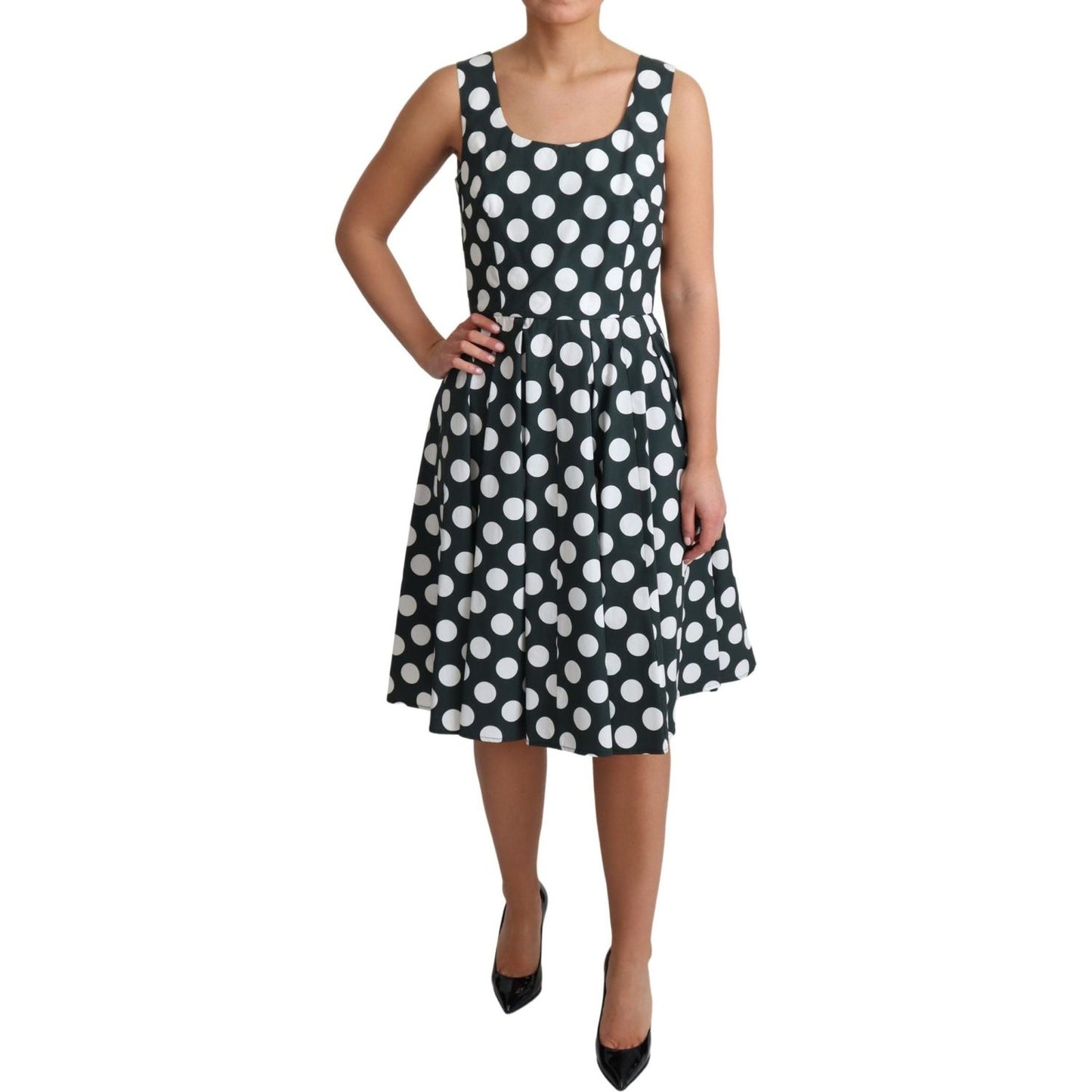 Dolce & Gabbana Chic Polka Dot A-line Sleeveless Dress Dolce & Gabbana