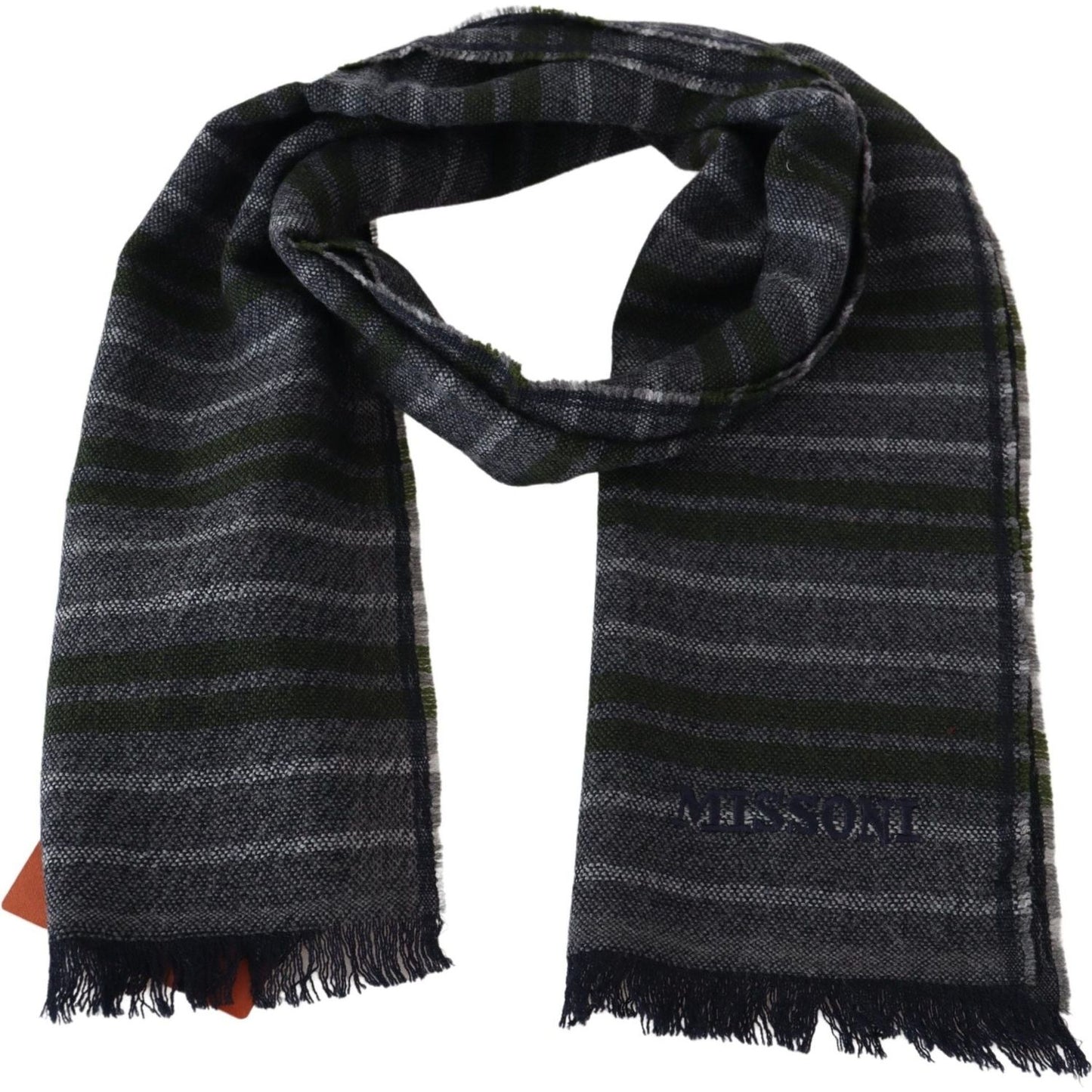 Missoni Chic Striped Wool Scarf with Logo Embroidery Missoni