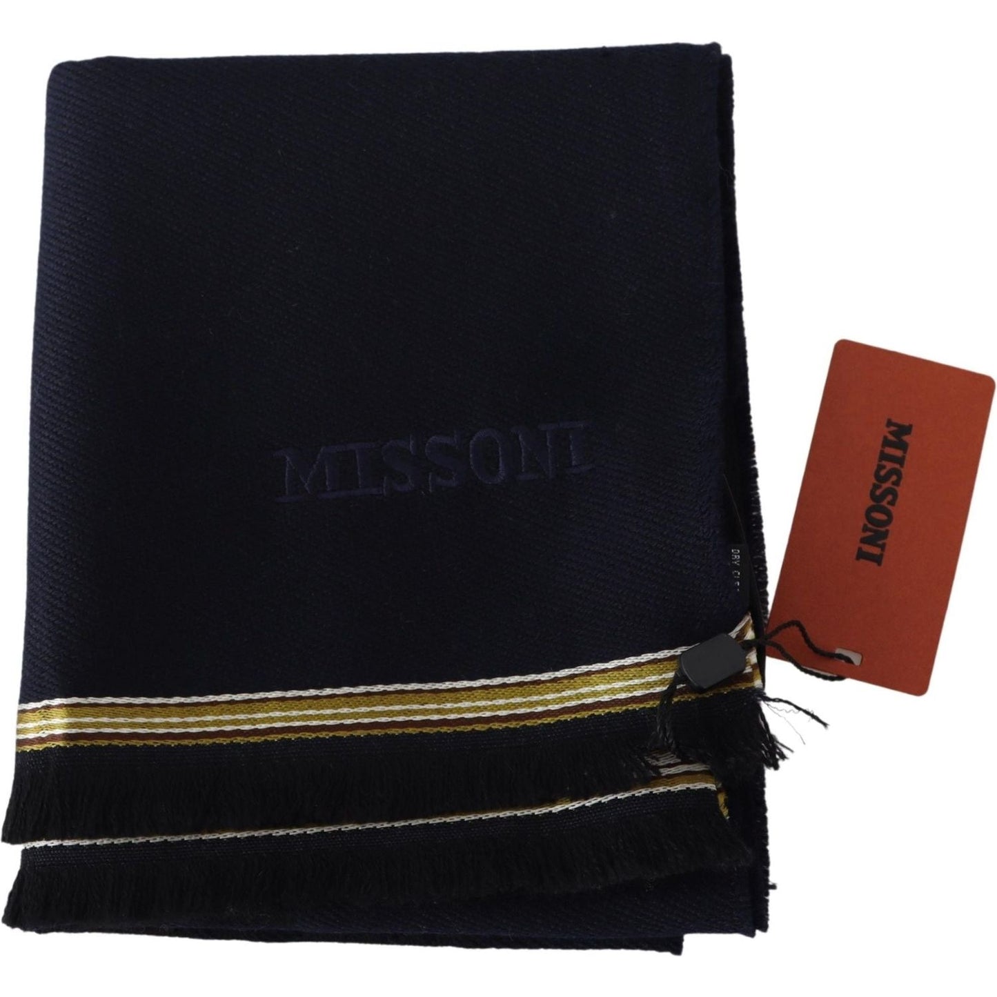 Missoni Elegant Unisex Wool Scarf with Embroidered Logo Missoni