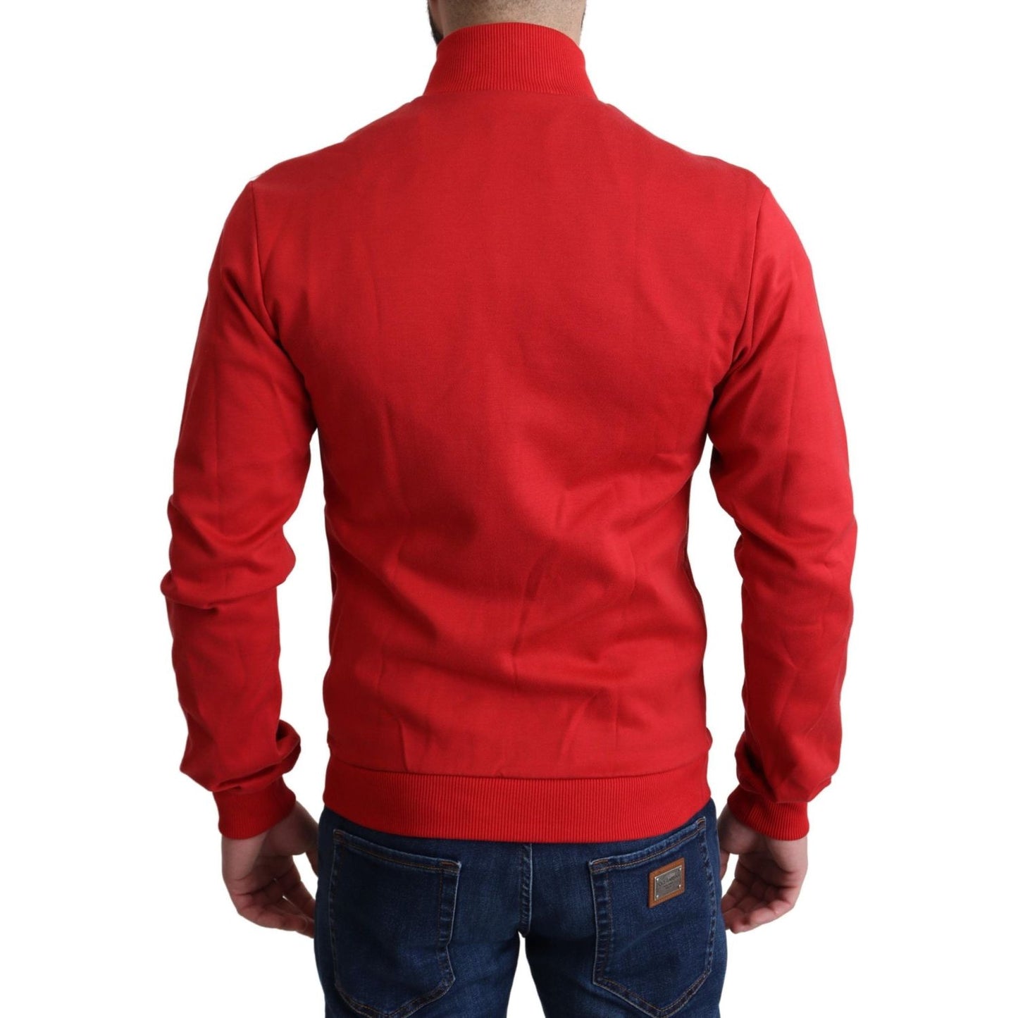 Dolce & Gabbana Chic Red Turtle Neck Zip Cardigan Sweater Dolce & Gabbana