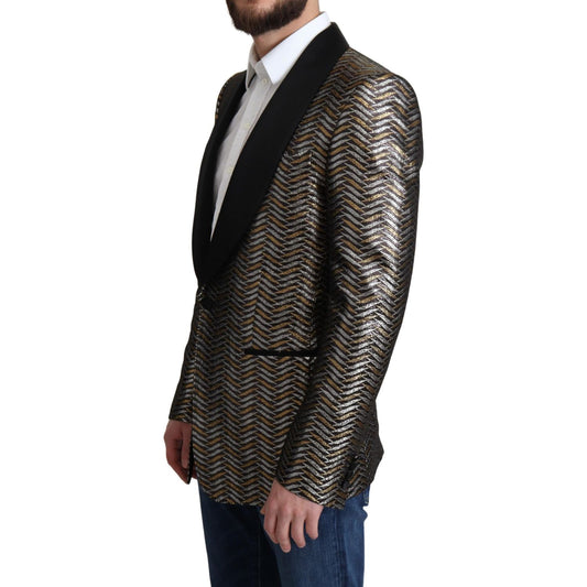 Dolce & Gabbana Elegant Metallic Jacquard Slim Blazer Jacket Dolce & Gabbana