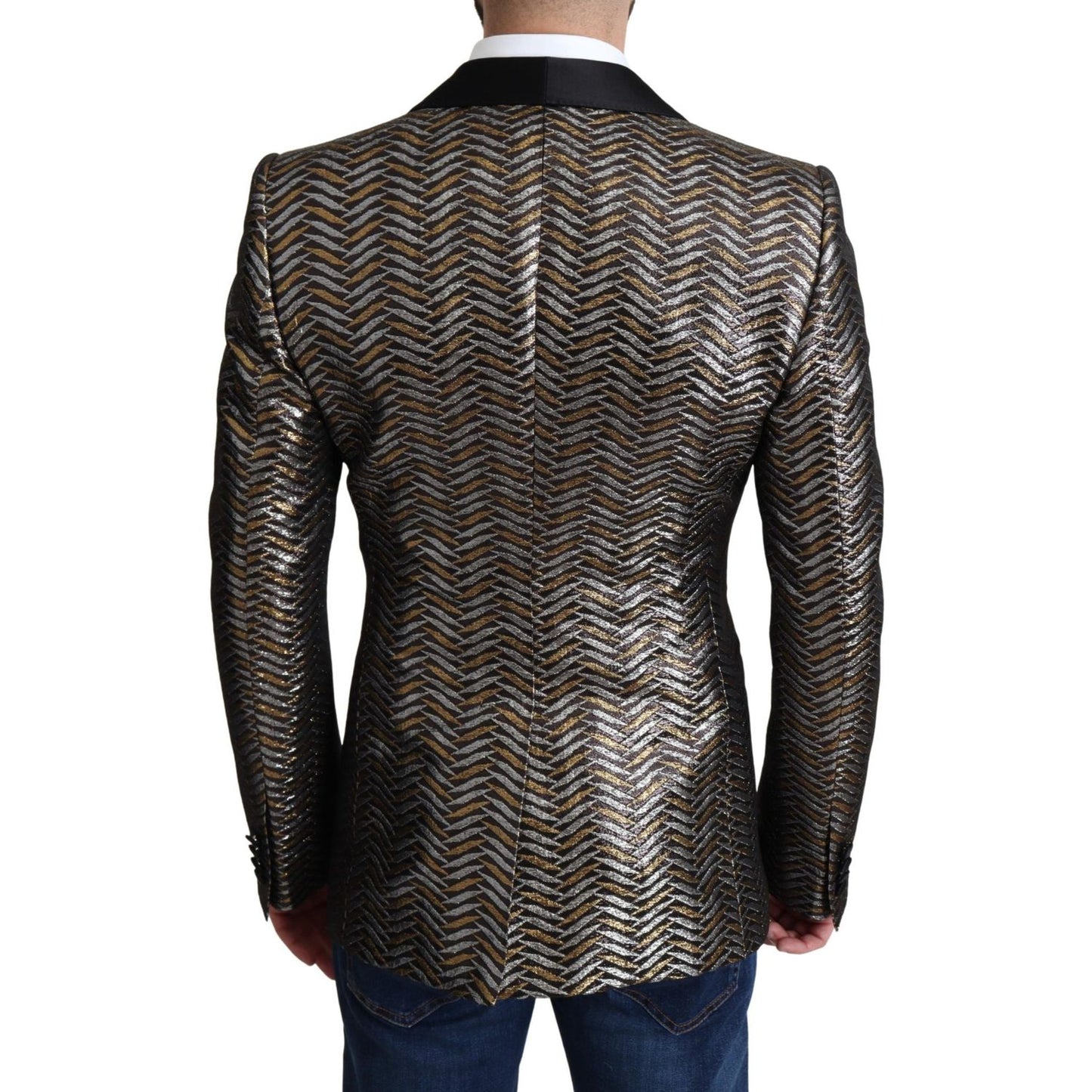 Dolce & Gabbana Elegant Metallic Jacquard Slim Blazer Jacket Dolce & Gabbana