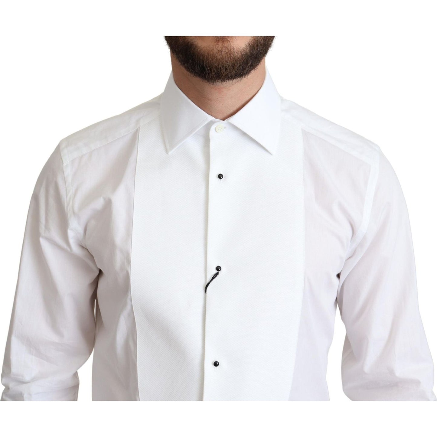 Dolce & Gabbana Elegant White Cotton Bib Dress Shirt Dolce & Gabbana