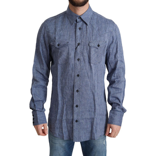 Dolce & Gabbana Elegant Striped Linen Button-Down Shirt Dolce & Gabbana