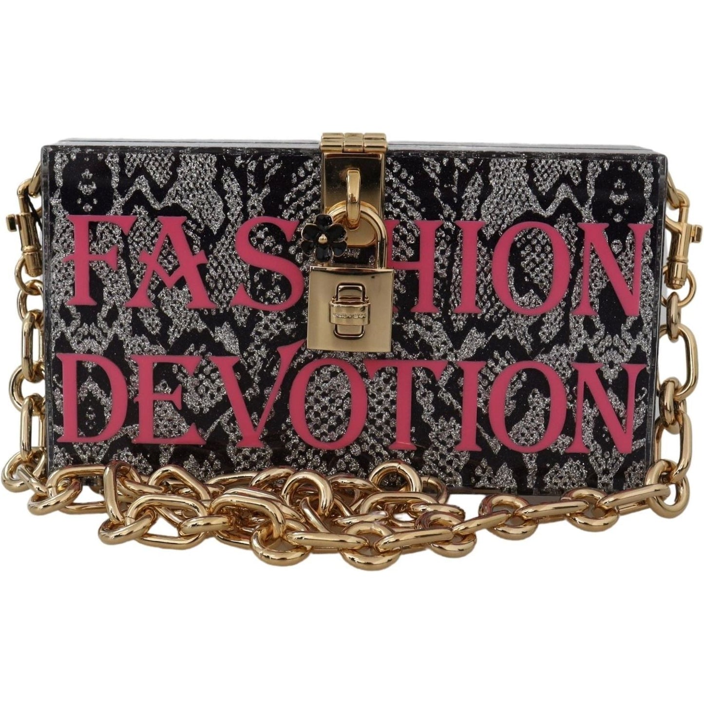 Dolce & Gabbana Gray Resin Dolce Box Clutch with Gold Details WOMAN SHOULDER BAGS Dolce & Gabbana