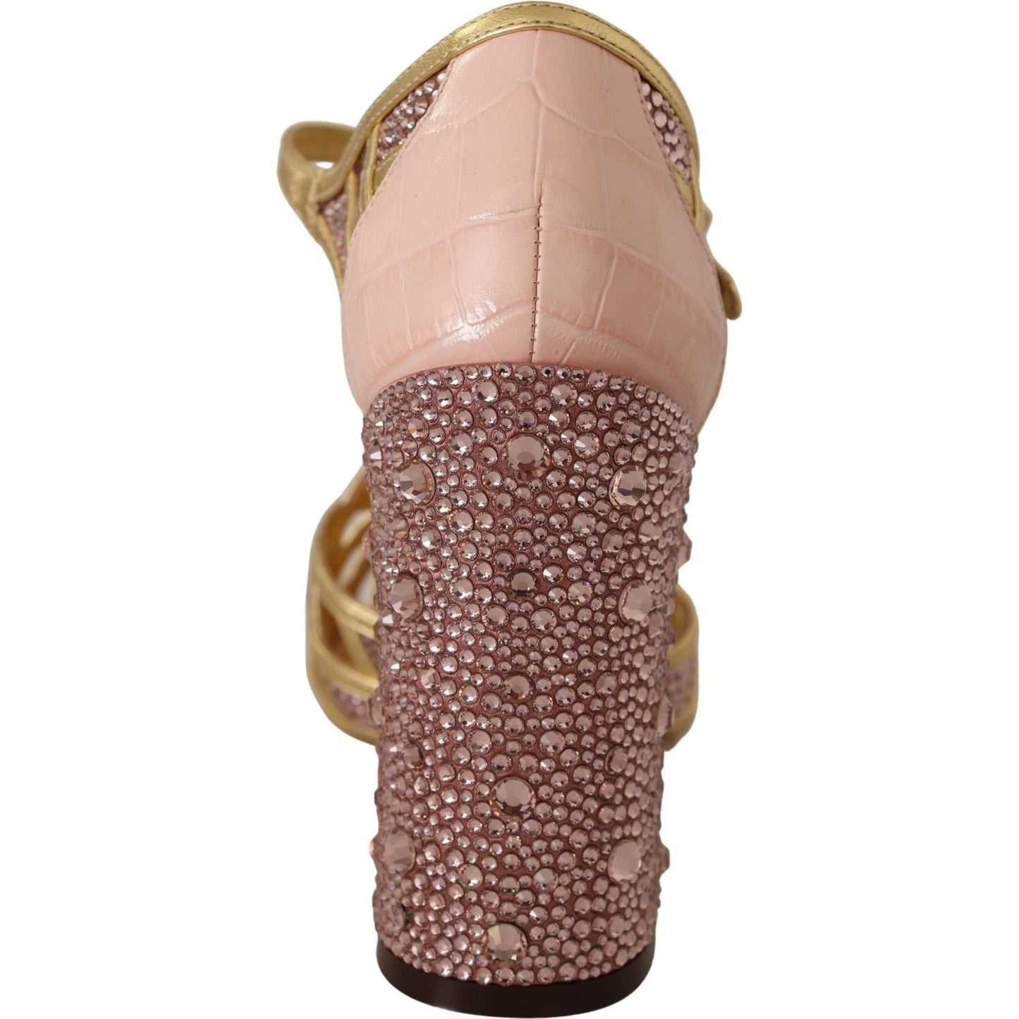 Dolce & Gabbana Silk-Infused Leather Crystal Pumps in Pink Gold Dolce & Gabbana