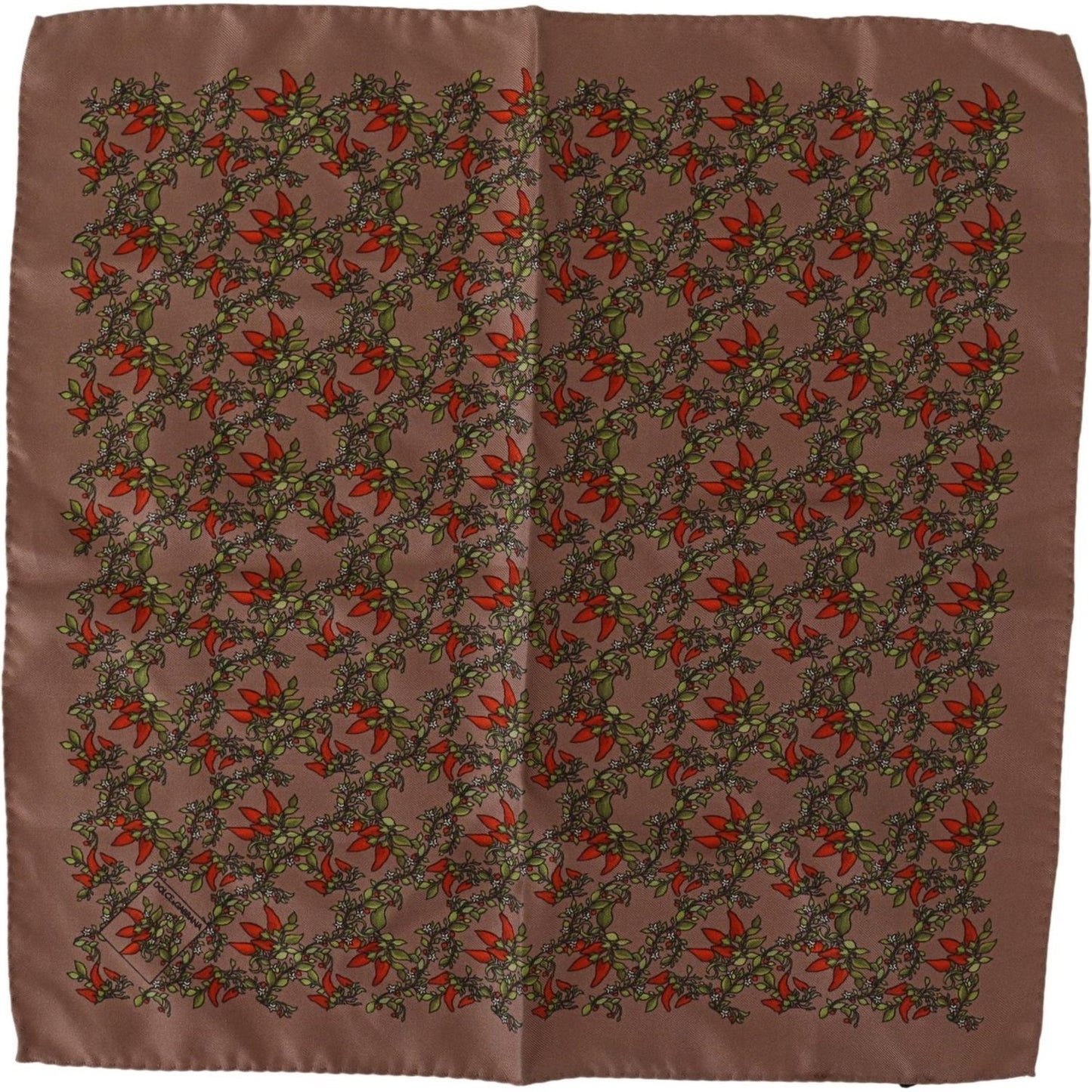 Dolce & Gabbana Elegant Brown Silk Pocket Square with Carrot Print Dolce & Gabbana