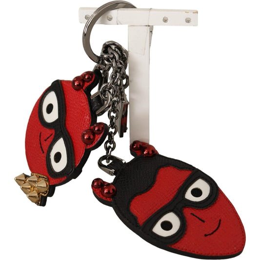 Dolce & Gabbana Elegant Red Leather & Brass Designer Keyring Dolce & Gabbana