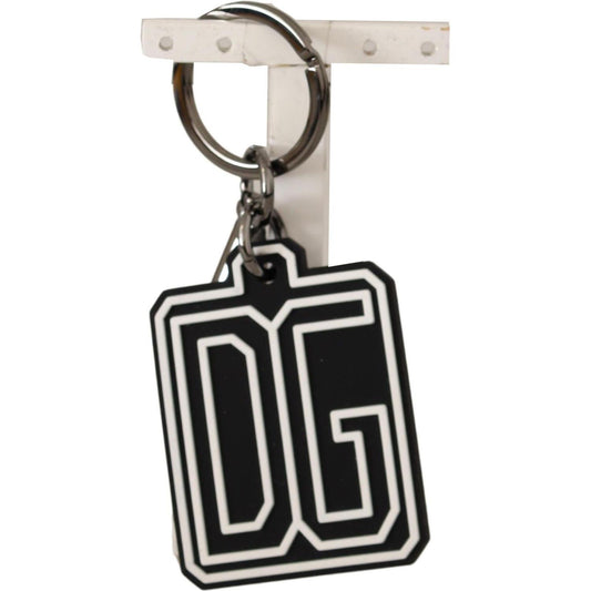 Dolce & Gabbana Elegant Silver & Rubber Designer Keyring