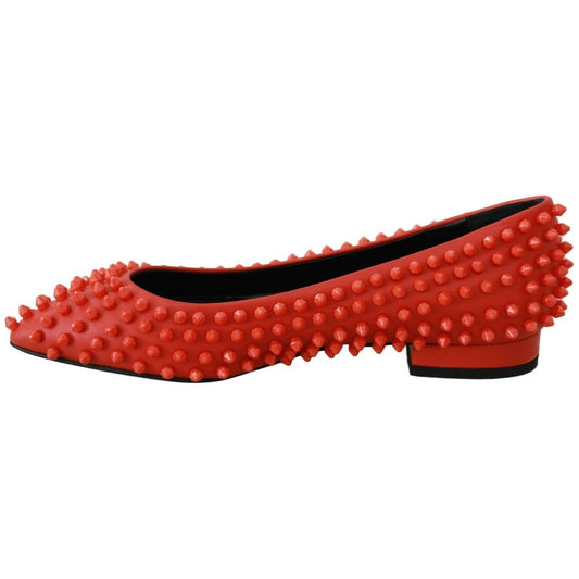 Vibrant Orange Pointed Leather Flats