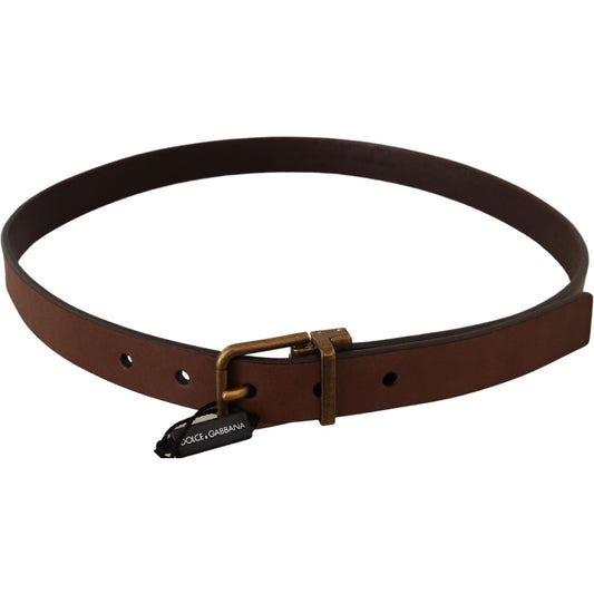 Dolce & Gabbana Elegant Brown Leather Belt with Gold Buckle Dolce & Gabbana