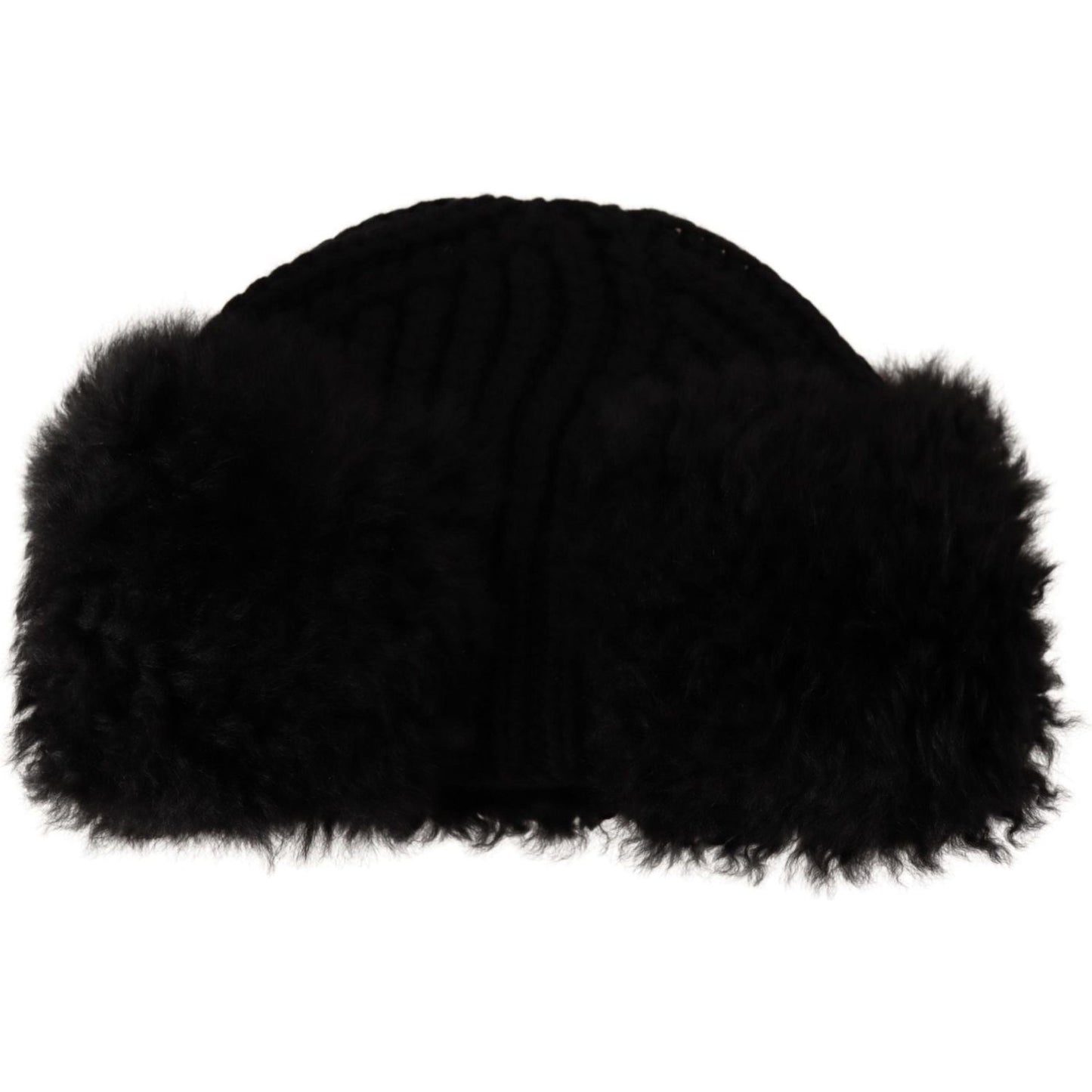 Dolce & Gabbana Elegant Black Cashmere Alpaca Fur Beanie Beanie Hat Dolce & Gabbana