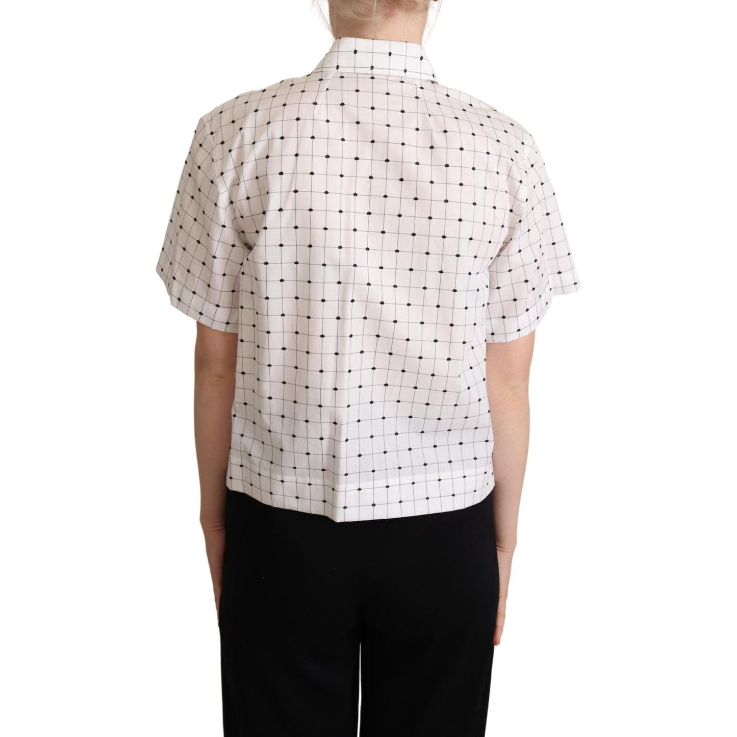 Dolce & Gabbana Chic Monochrome Polka Dot Polo Top Blouse Top Dolce & Gabbana