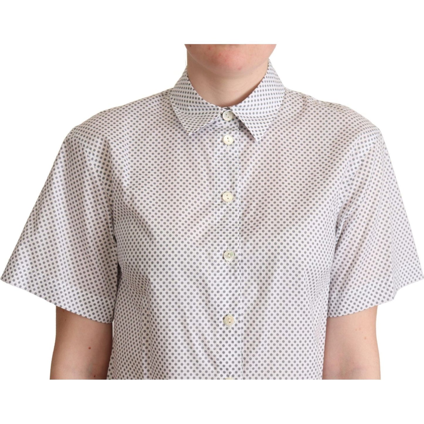 Dolce & Gabbana Chic Gray Polka Dot Short Sleeve Polo Dolce & Gabbana