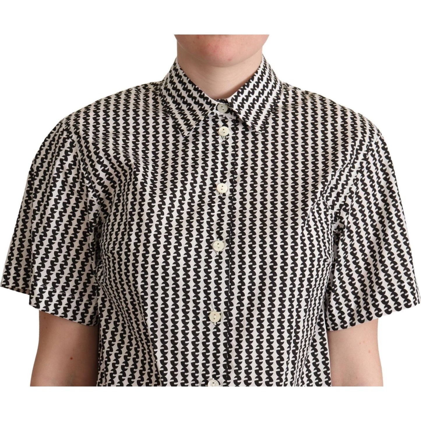 Dolce & Gabbana Elegant Black and White Patterned Cotton Polo Dolce & Gabbana