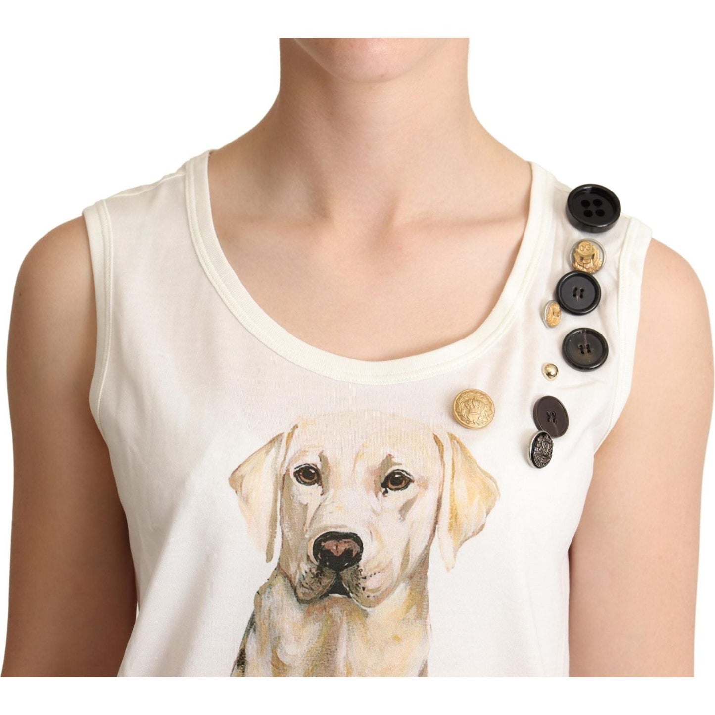 Dolce & Gabbana Chic Canine Floral Sleeveless Tank Dolce & Gabbana