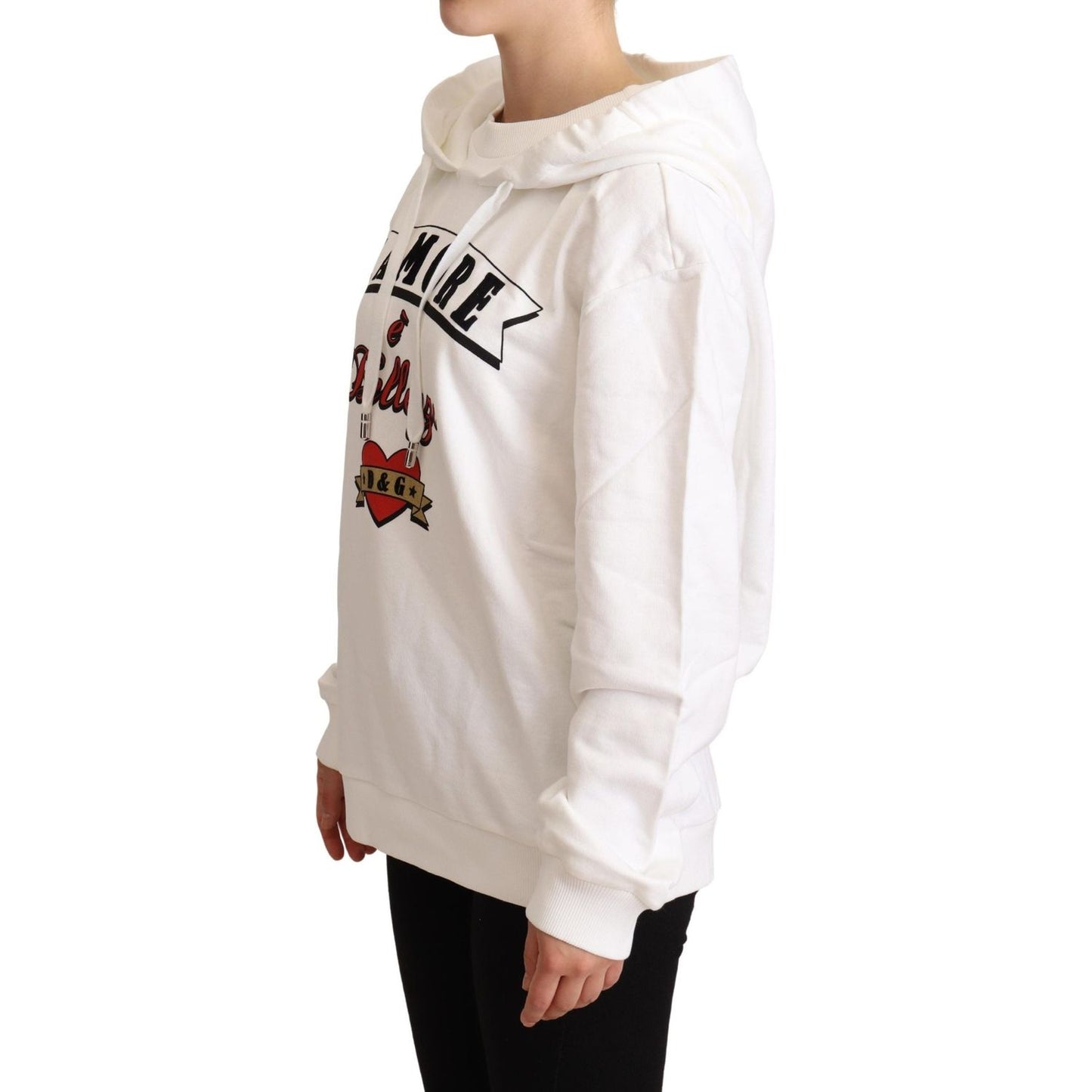 Dolce & Gabbana White L'Amore Motive Hooded Sweater Dolce & Gabbana