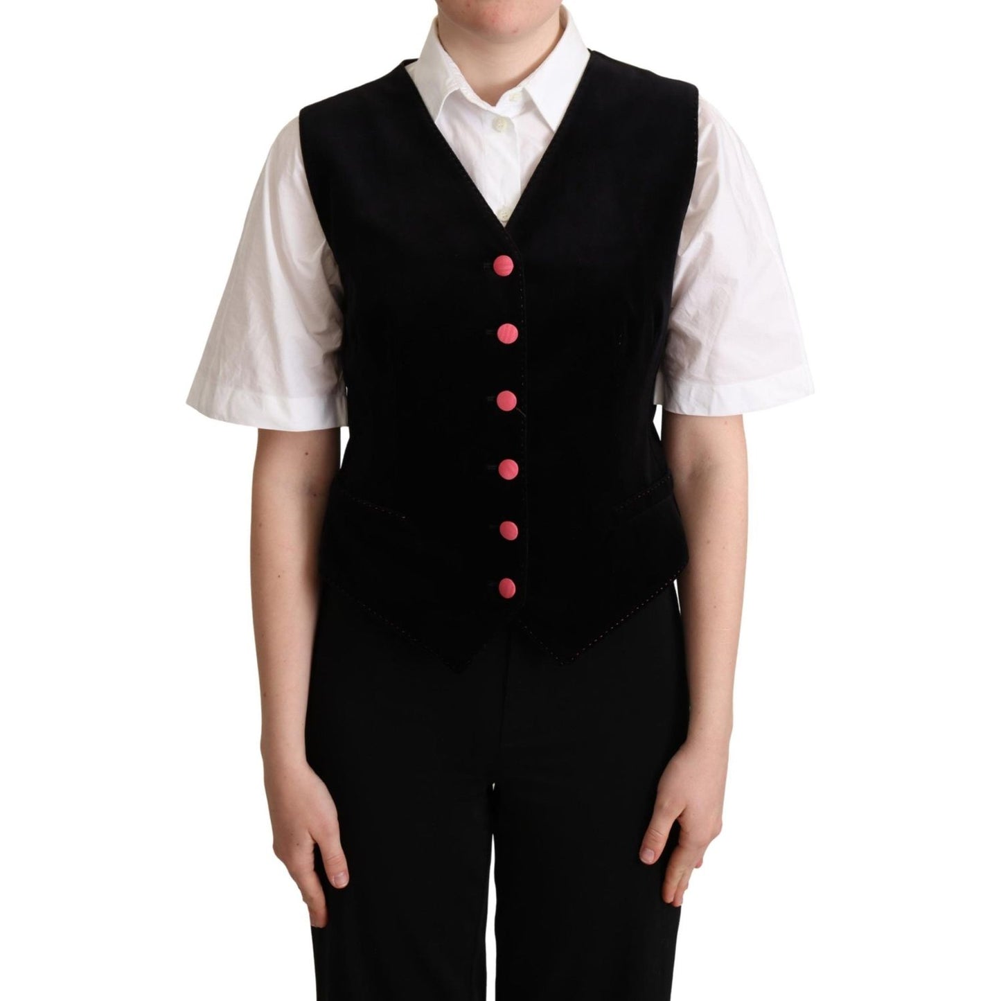 Dolce & Gabbana Elegant Black Velvet Sleeveless Waistcoat Dolce & Gabbana