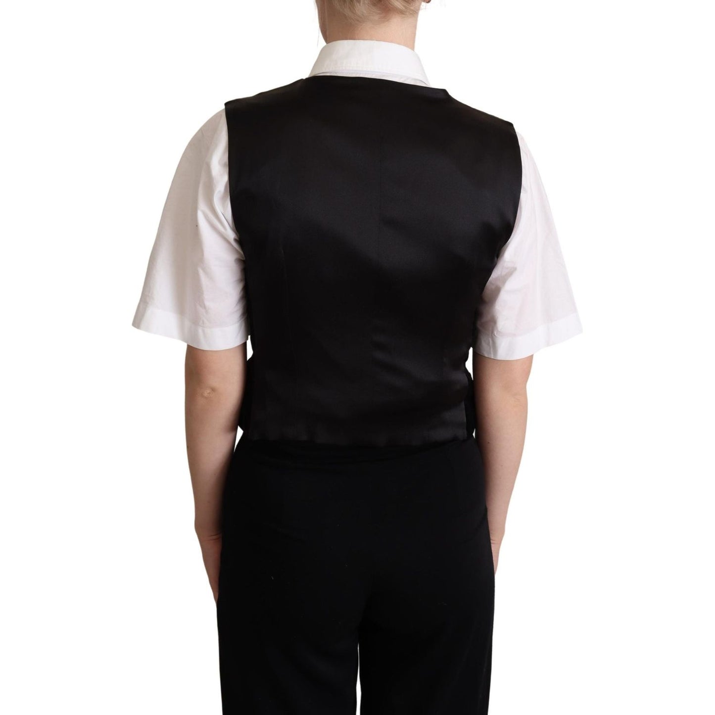 Dolce & Gabbana Elegant Black Velvet Sleeveless Waistcoat Dolce & Gabbana