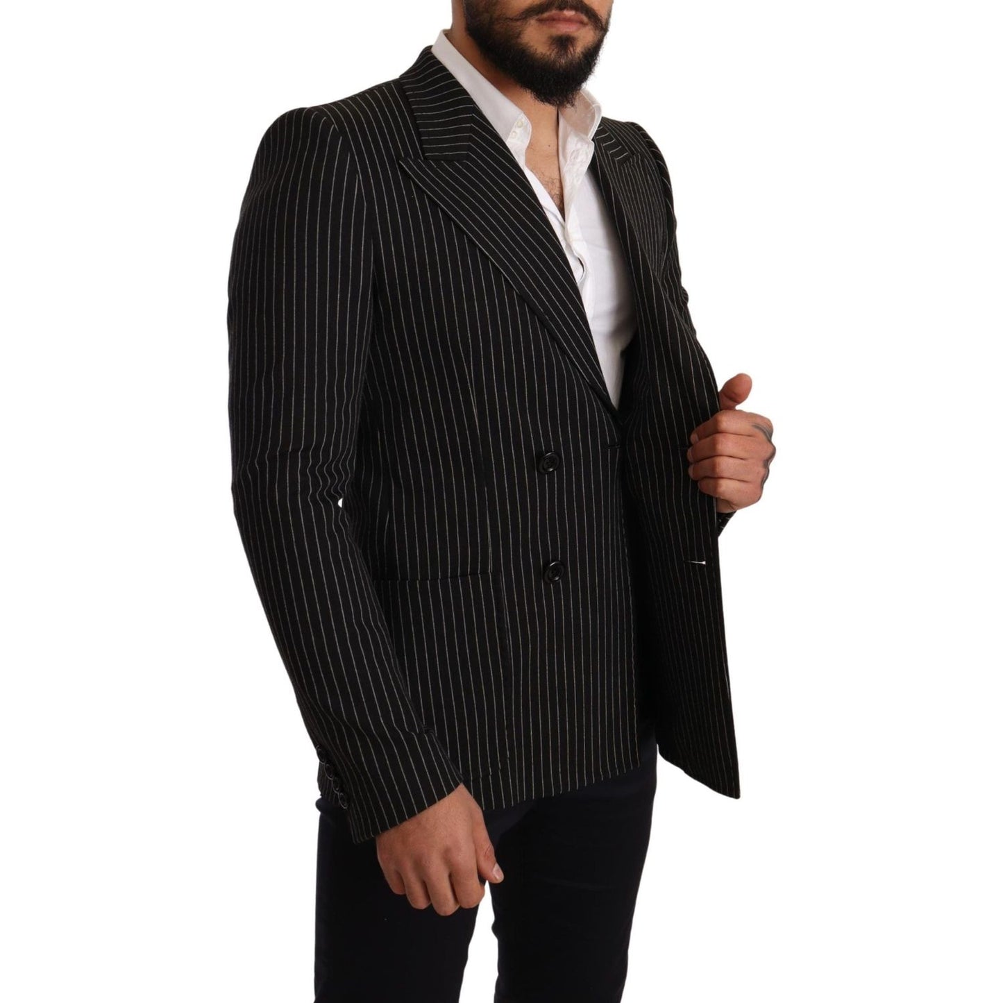 Dolce & Gabbana Elegant Striped Wool Blazer with Silk Lining Dolce & Gabbana