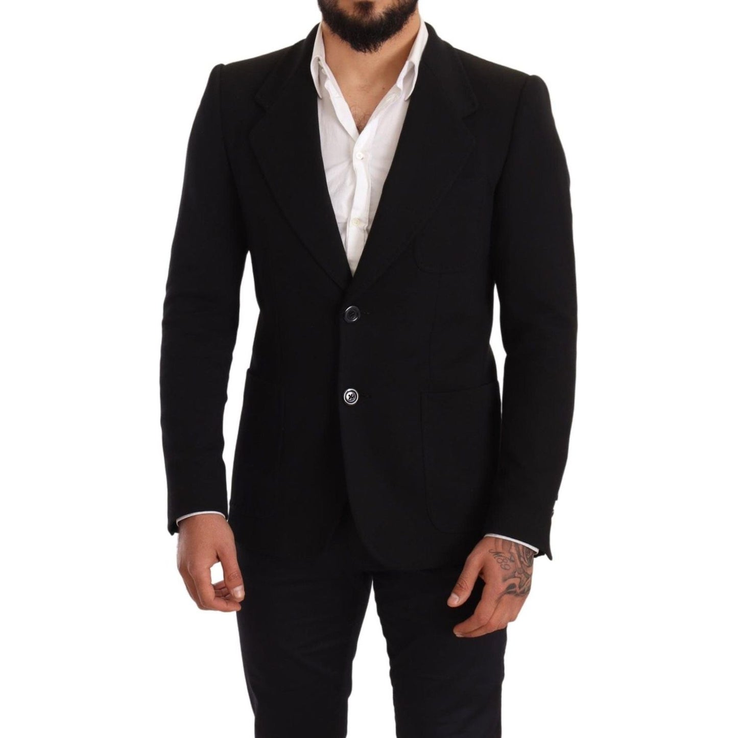 Dolce & Gabbana Elegant Slim Fit Black Cotton Blazer Dolce & Gabbana