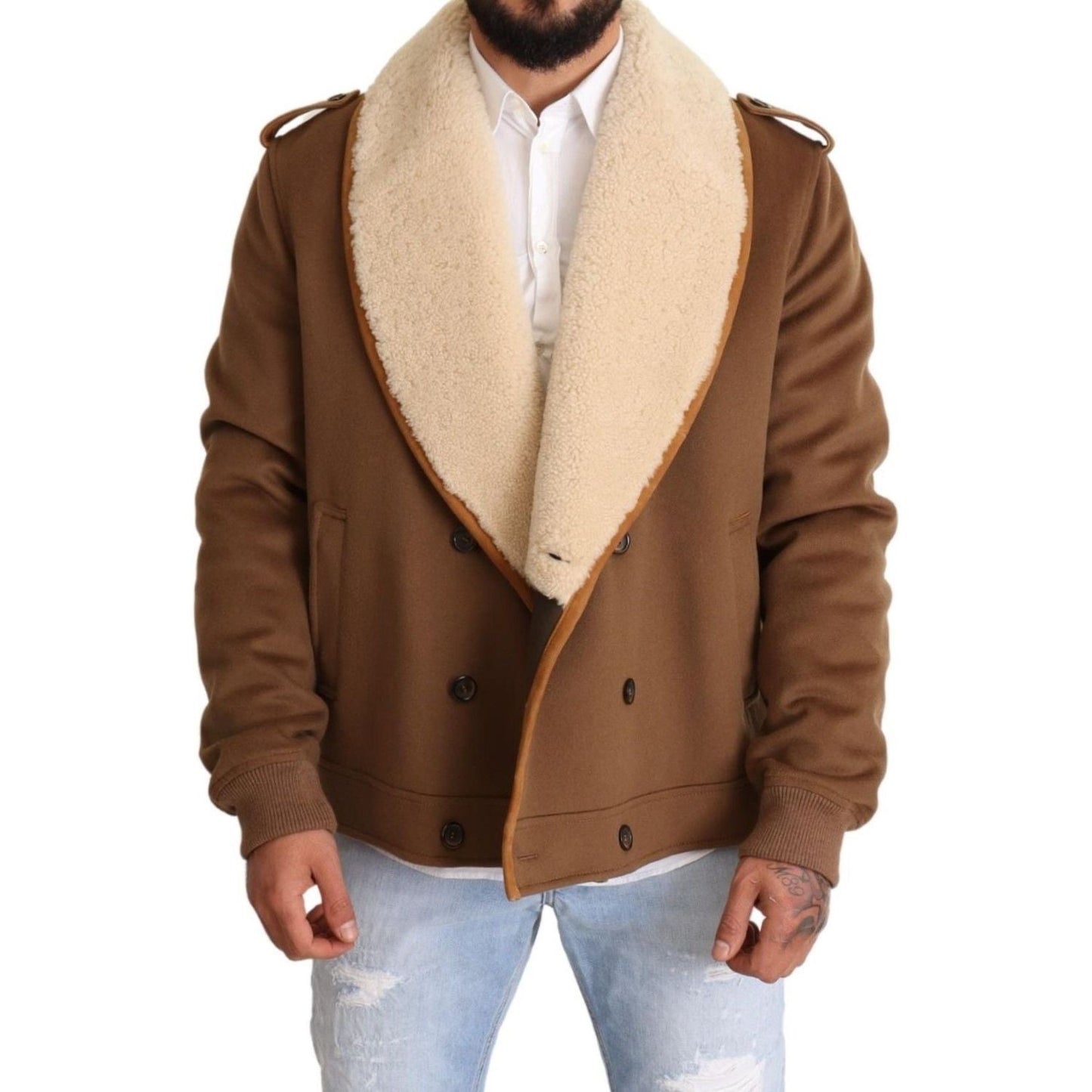 Dolce & Gabbana Elegant Double Breasted Shearling Jacket Dolce & Gabbana