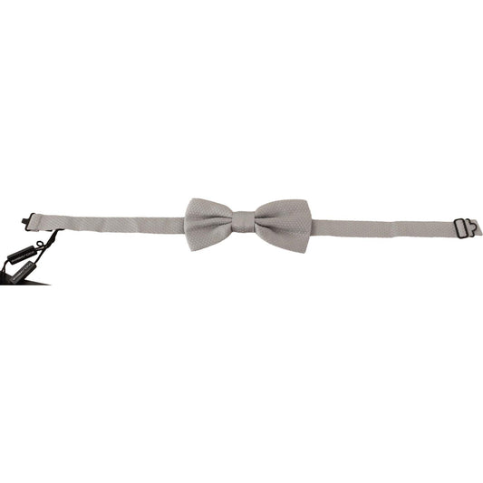 Dolce & Gabbana Elegant Silver Silk Bow Tie Bow Tie Dolce & Gabbana