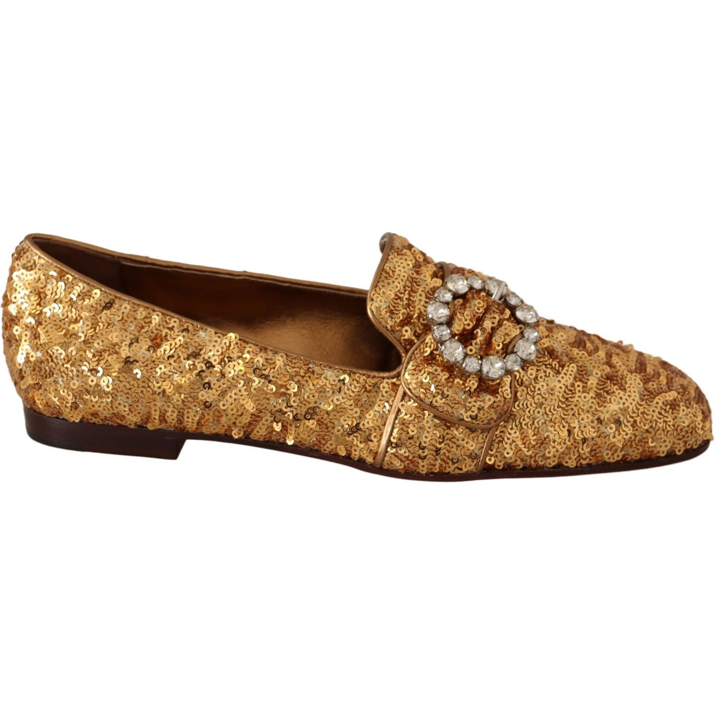 Dolce & Gabbana Elegant Gold Sequin Crystal Flats