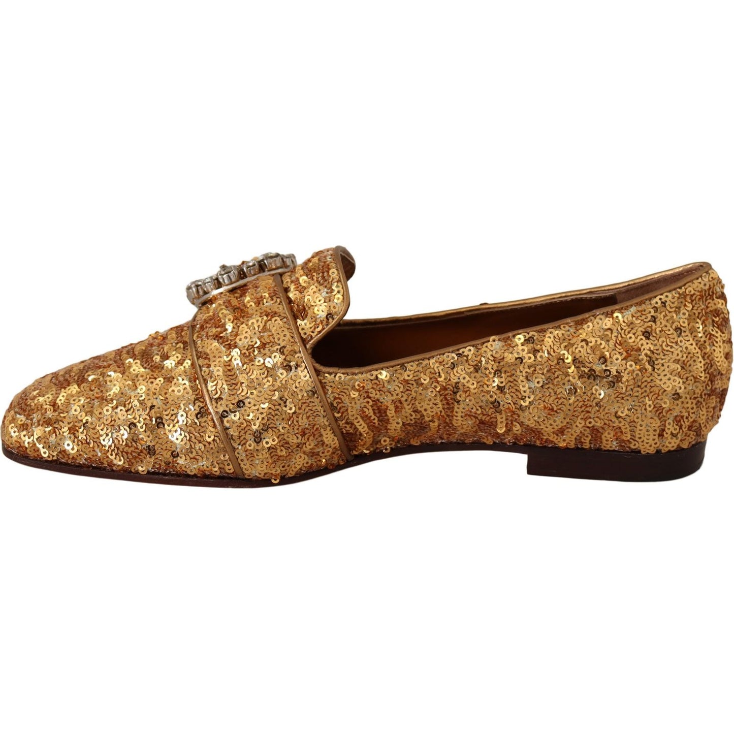 Dolce & Gabbana Elegant Gold Sequin Crystal Flats