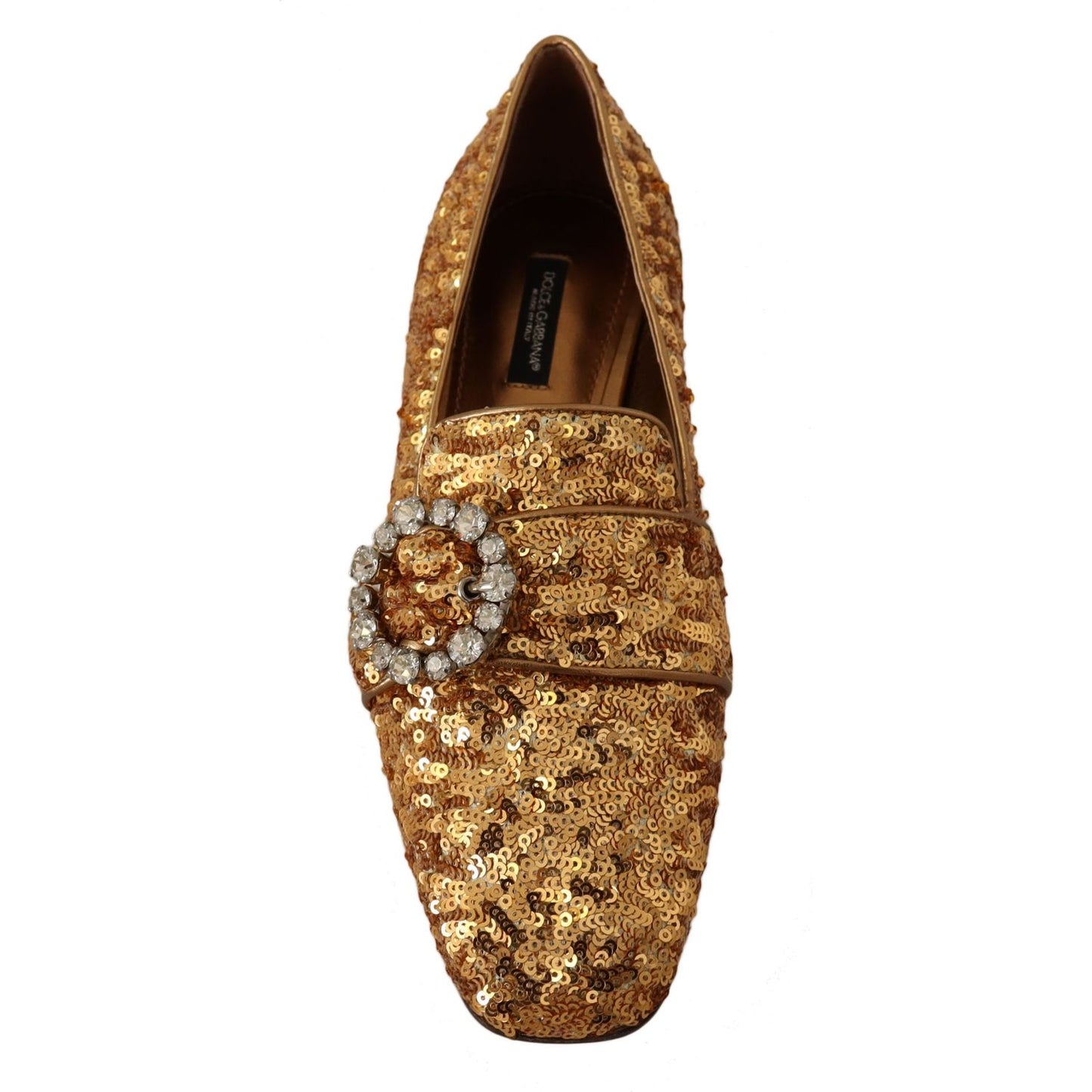 Dolce & Gabbana Elegant Gold Sequin Crystal Flats