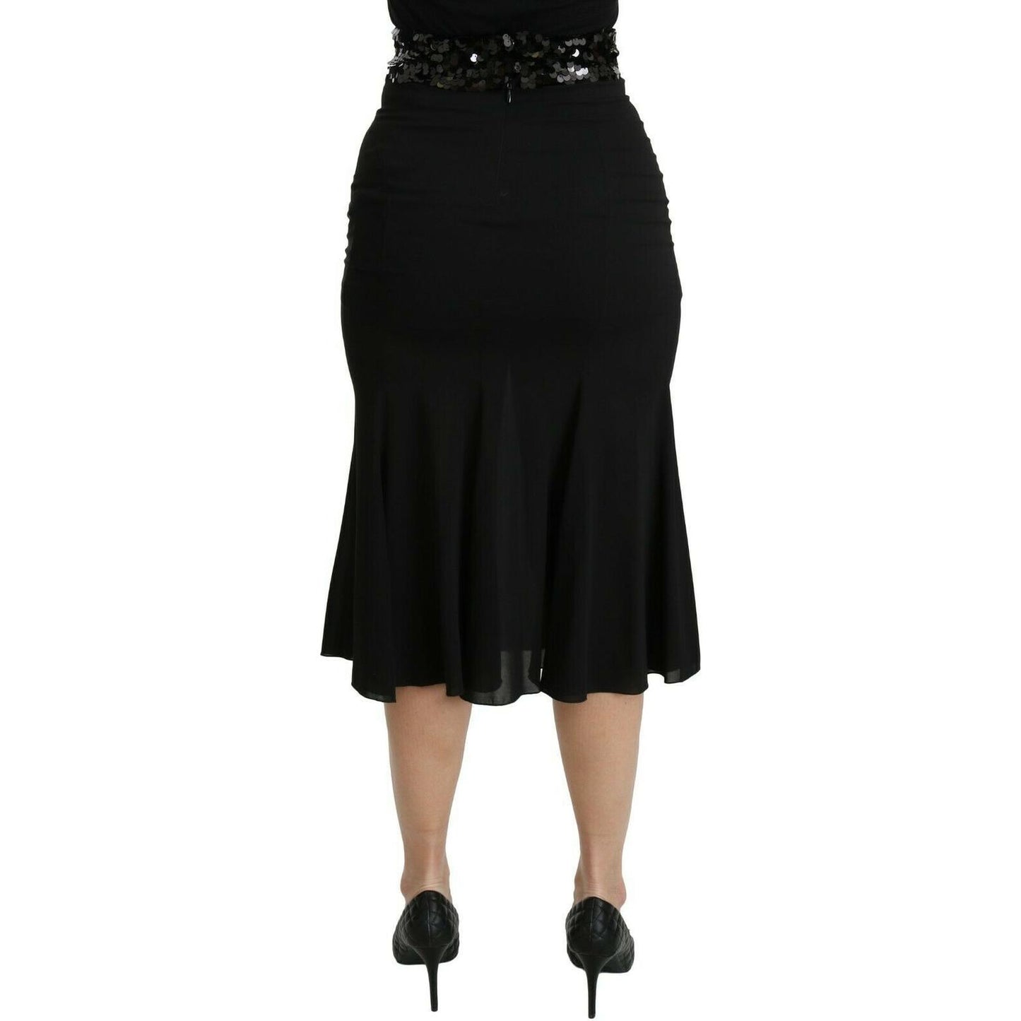 Dolce & Gabbana Chic High Waist Black Silk Blend Skirt Dolce & Gabbana