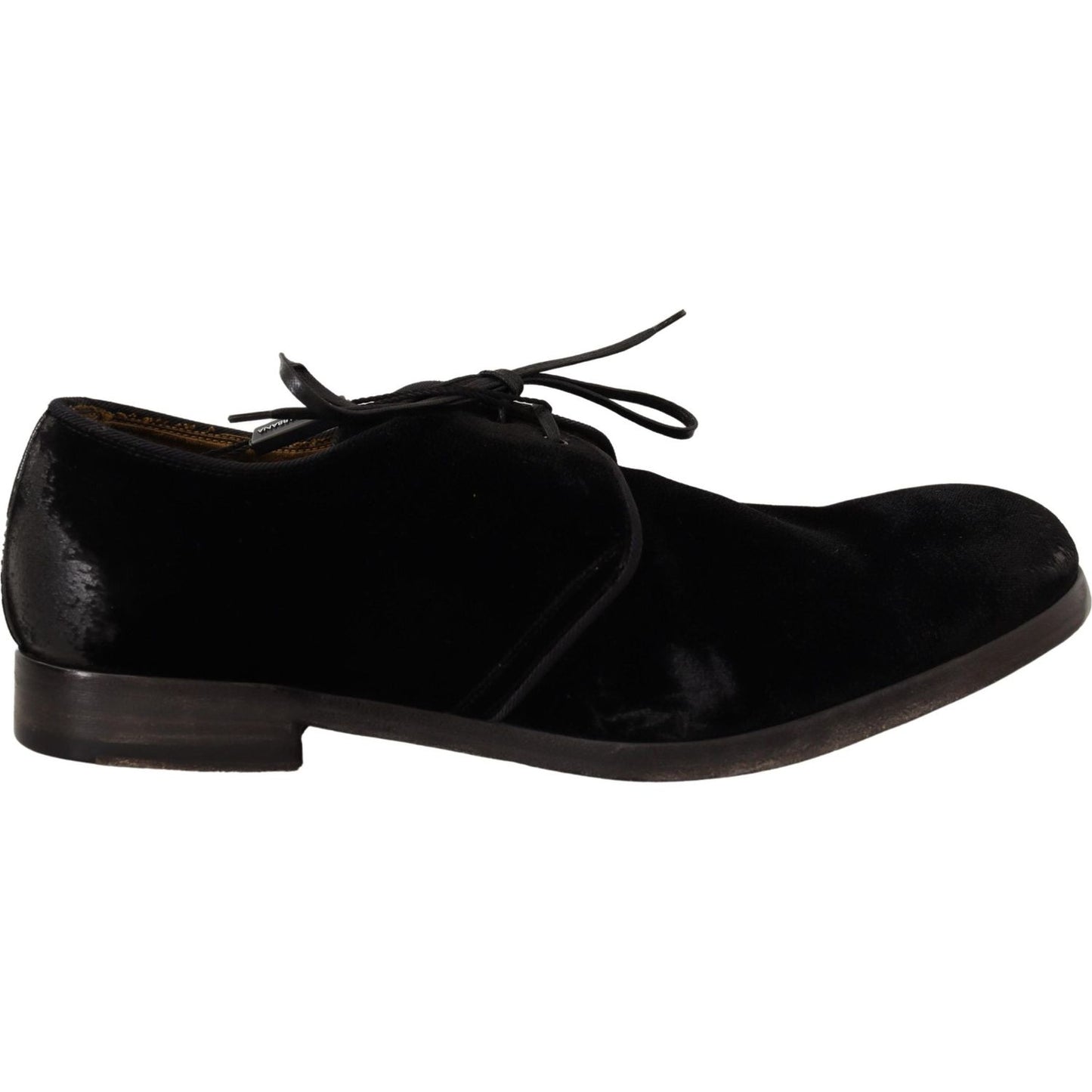 Dolce & Gabbana Elegant Black Velvet Derby Shoes Dress Shoes Dolce & Gabbana