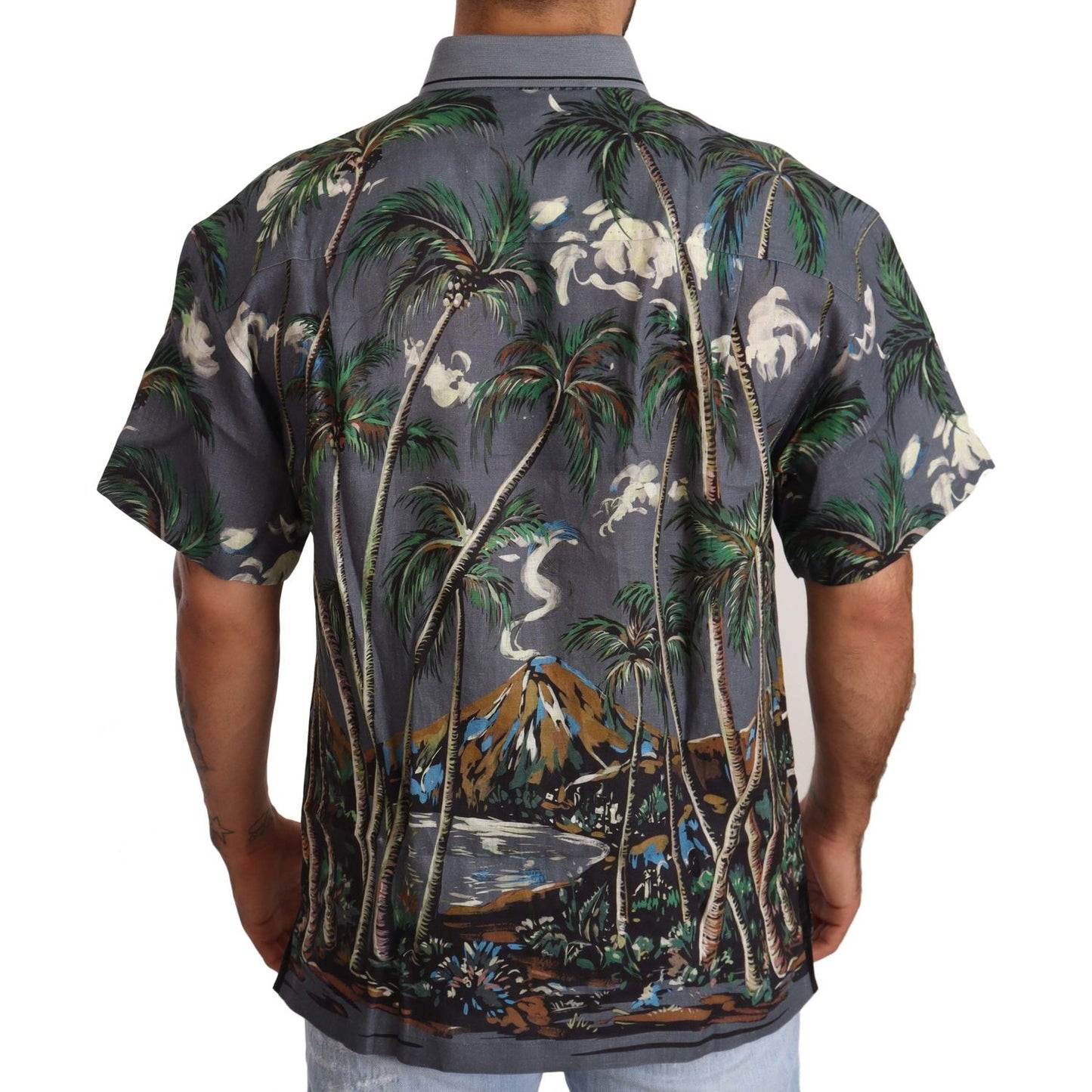 Dolce & Gabbana Tropical Elegance Linen Silk Men's Shirt Dolce & Gabbana