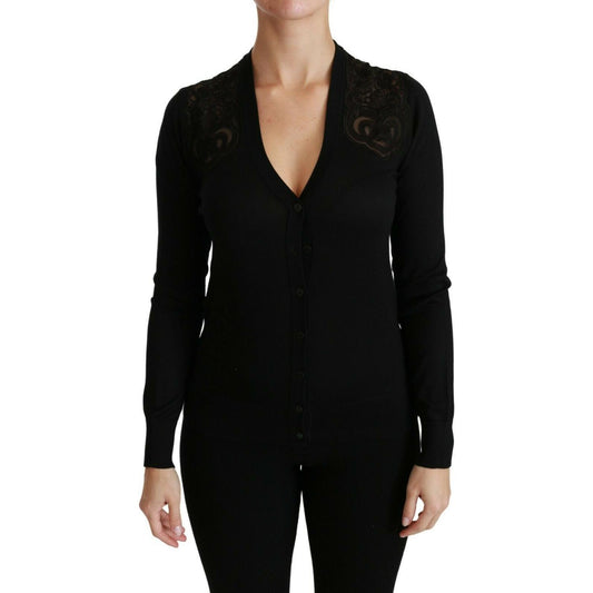 Dolce & Gabbana Alluring Silk Blend Lace Cardigan WOMAN SWEATERS Dolce & Gabbana