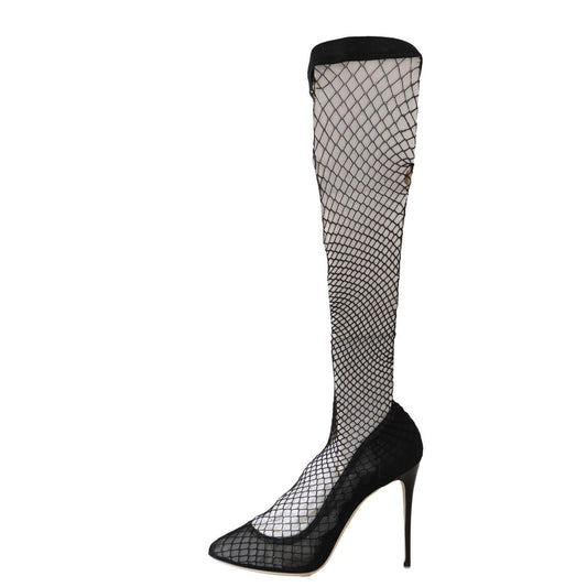 Dolce & Gabbana Elegant Netted Sock Pumps in Timeless Black WOMAN PUMPS Dolce & Gabbana