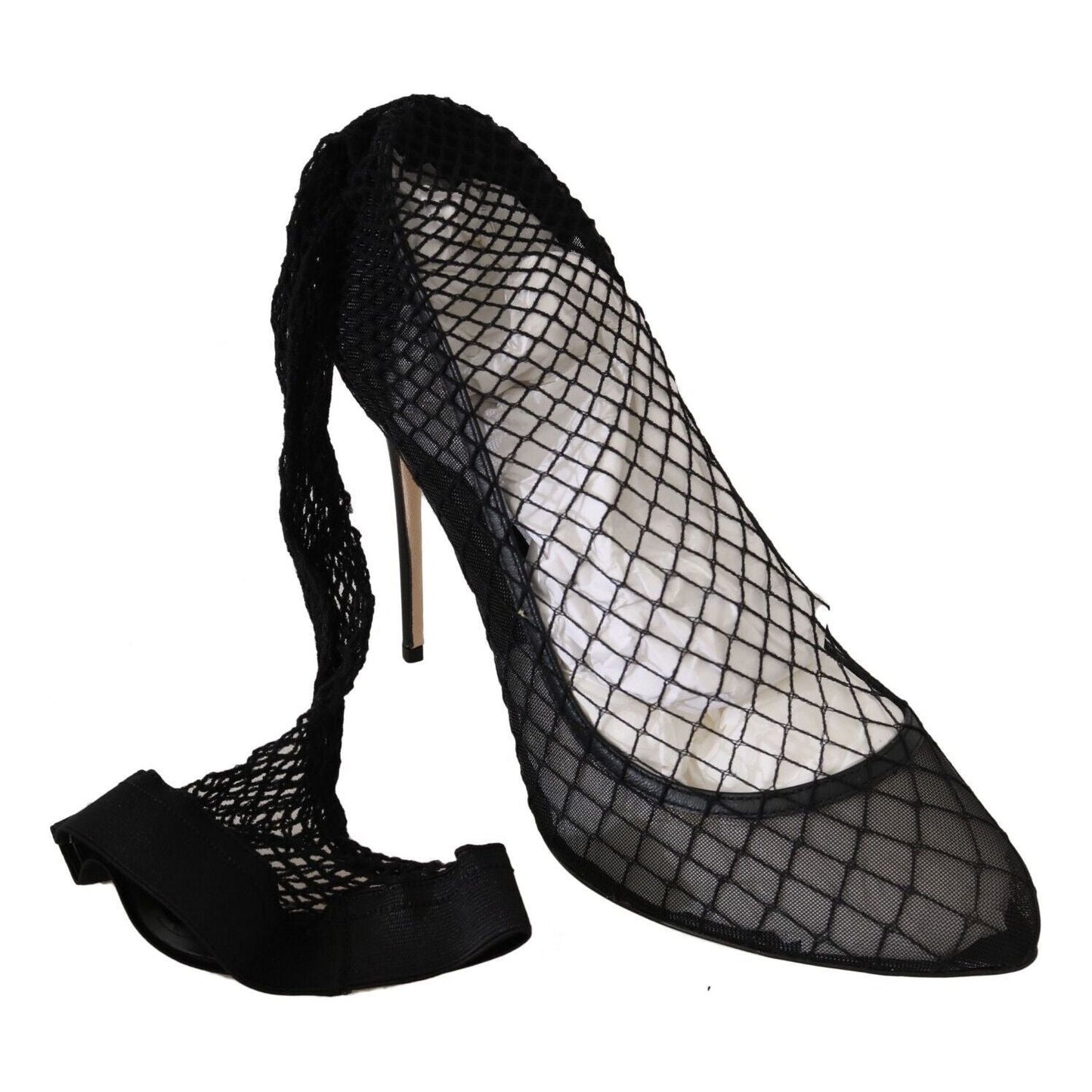 Dolce & Gabbana Elegant Netted Sock Pumps in Timeless Black WOMAN PUMPS Dolce & Gabbana