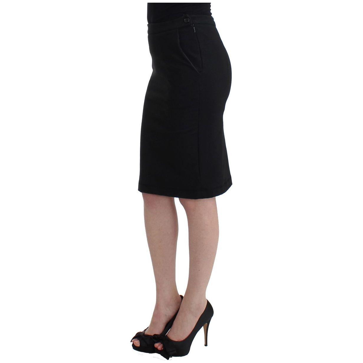 GF Ferre Chic Black Pencil Skirt Knee Length with Side Zip GF Ferre