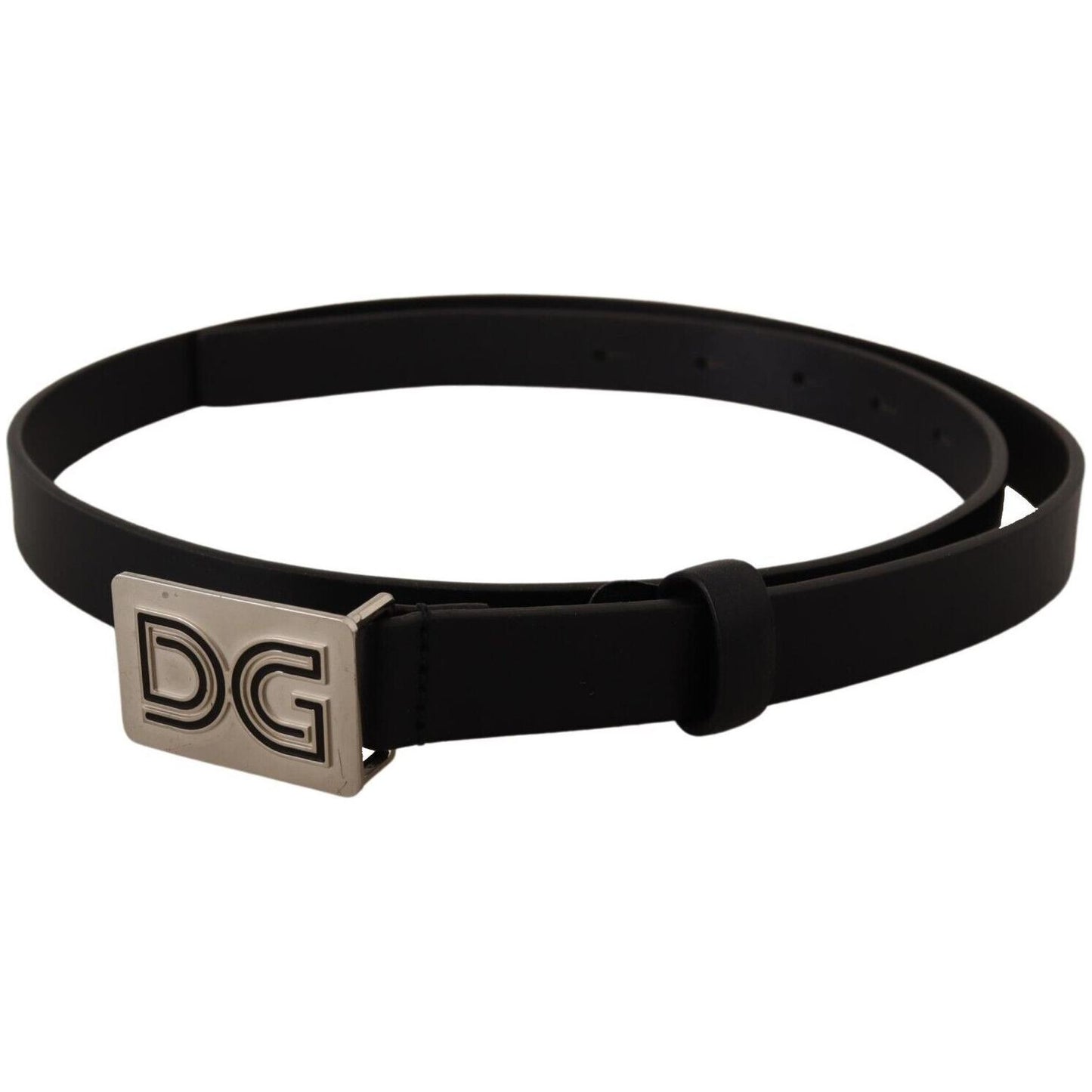 Dolce & Gabbana Elegant Black Leather Belt with Silver Buckle Dolce & Gabbana