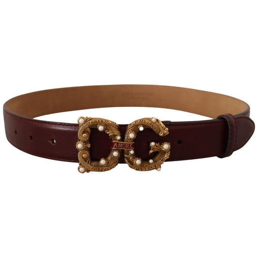 Elegant Bordeaux Leather Amore Belt