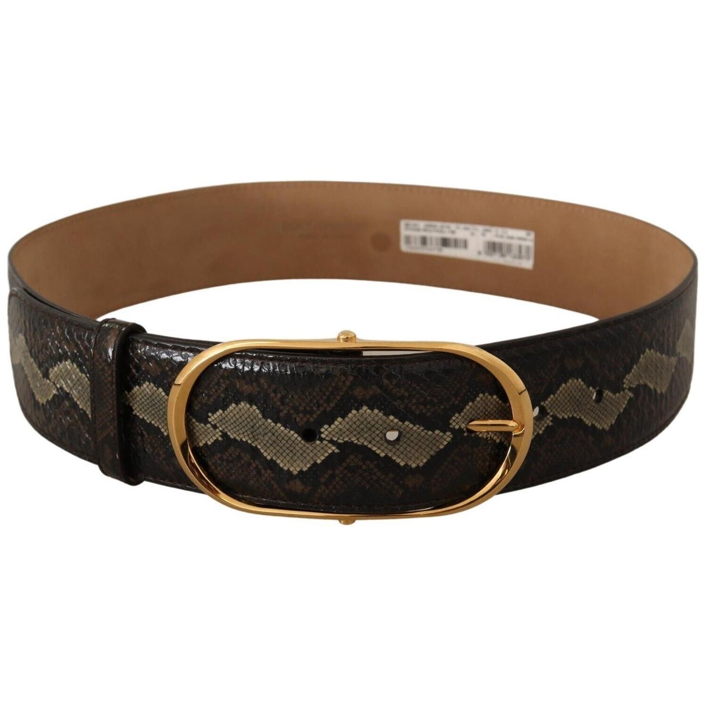 Dolce & Gabbana Elegant Snakeskin Belt with Gold Oval Buckle WOMAN BELTS Dolce & Gabbana