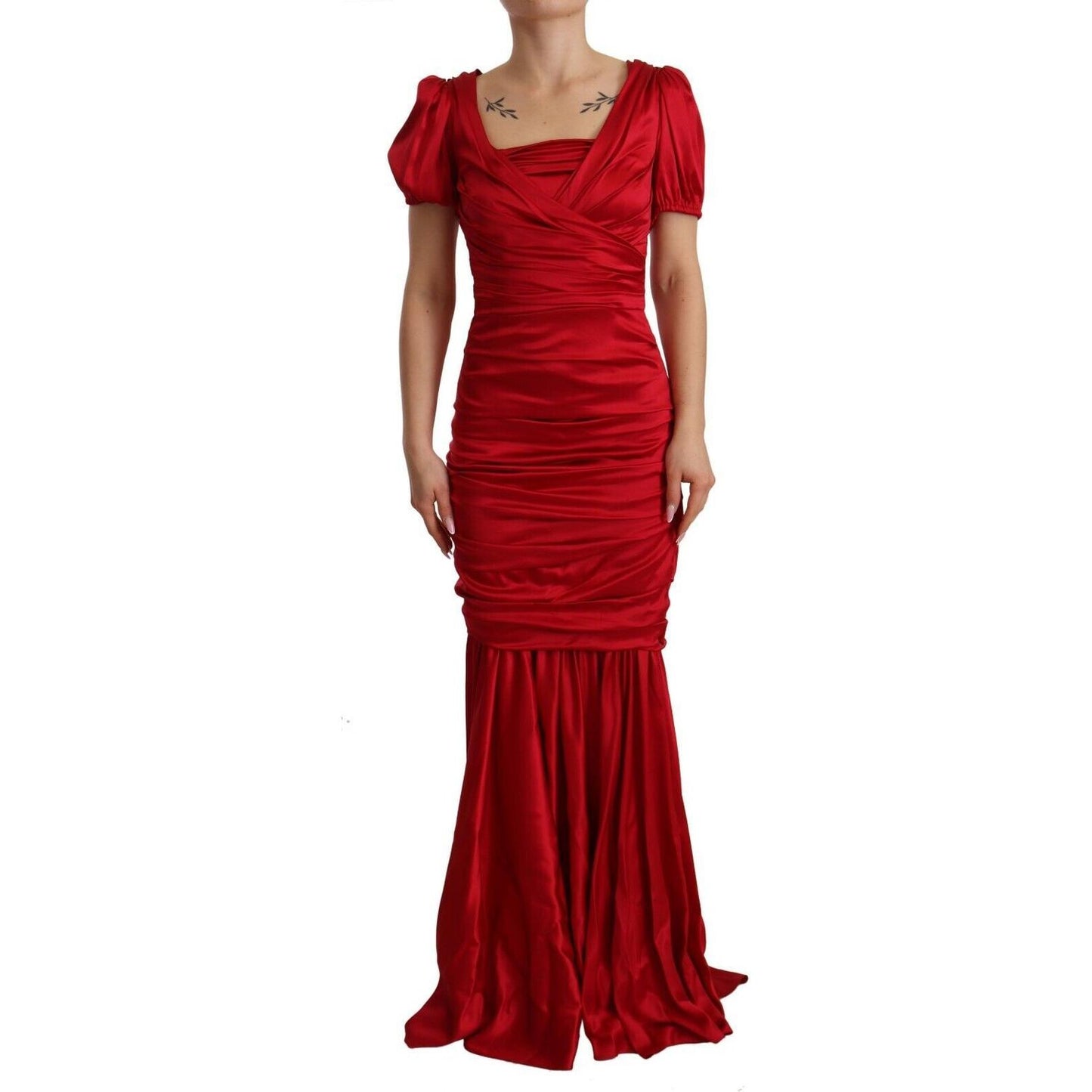 Dolce & Gabbana Elegant Red Silk Stretch Mermaid Dress Dolce & Gabbana