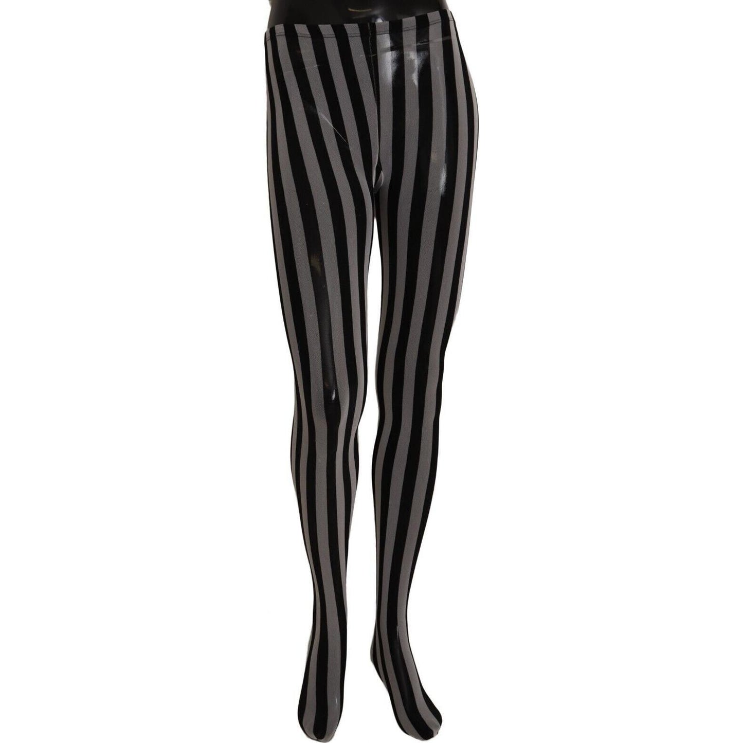 Dolce & Gabbana Black and White Striped Luxury Tights Dolce & Gabbana