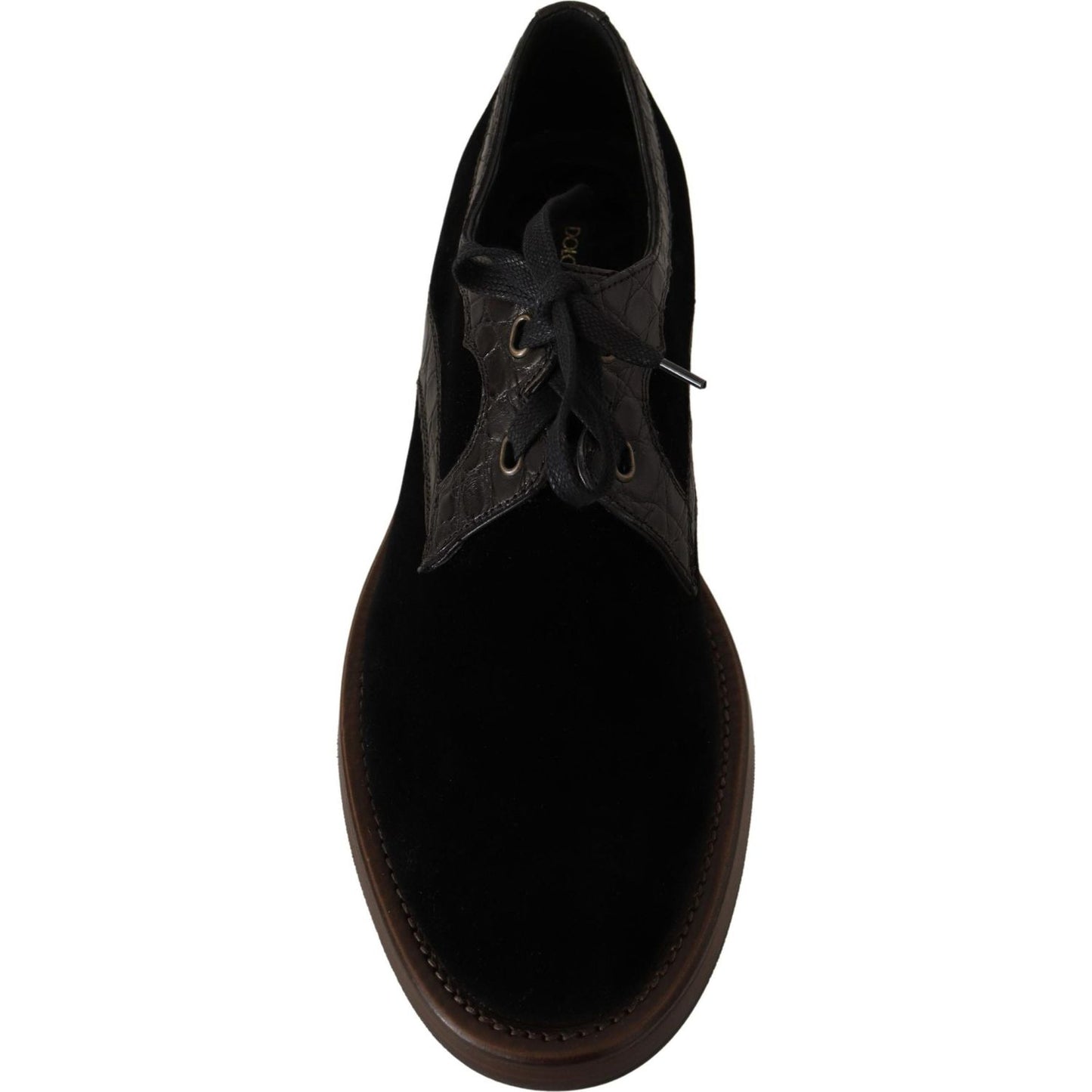 Dolce & Gabbana Elegant Black Velvet & Exotic Leather Dress Shoes Dolce & Gabbana