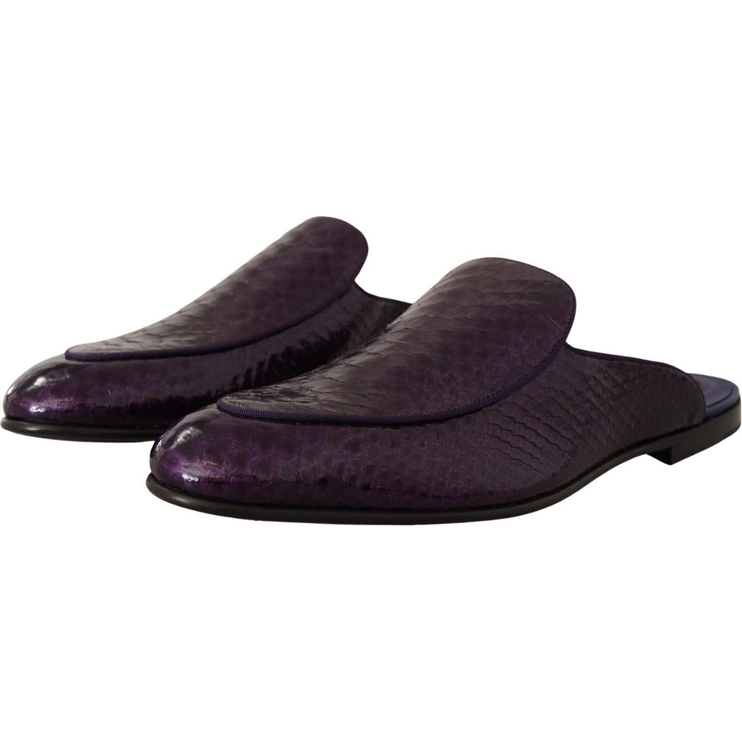 Dolce & Gabbana Purple Exotic Python Leather Slides Dolce & Gabbana