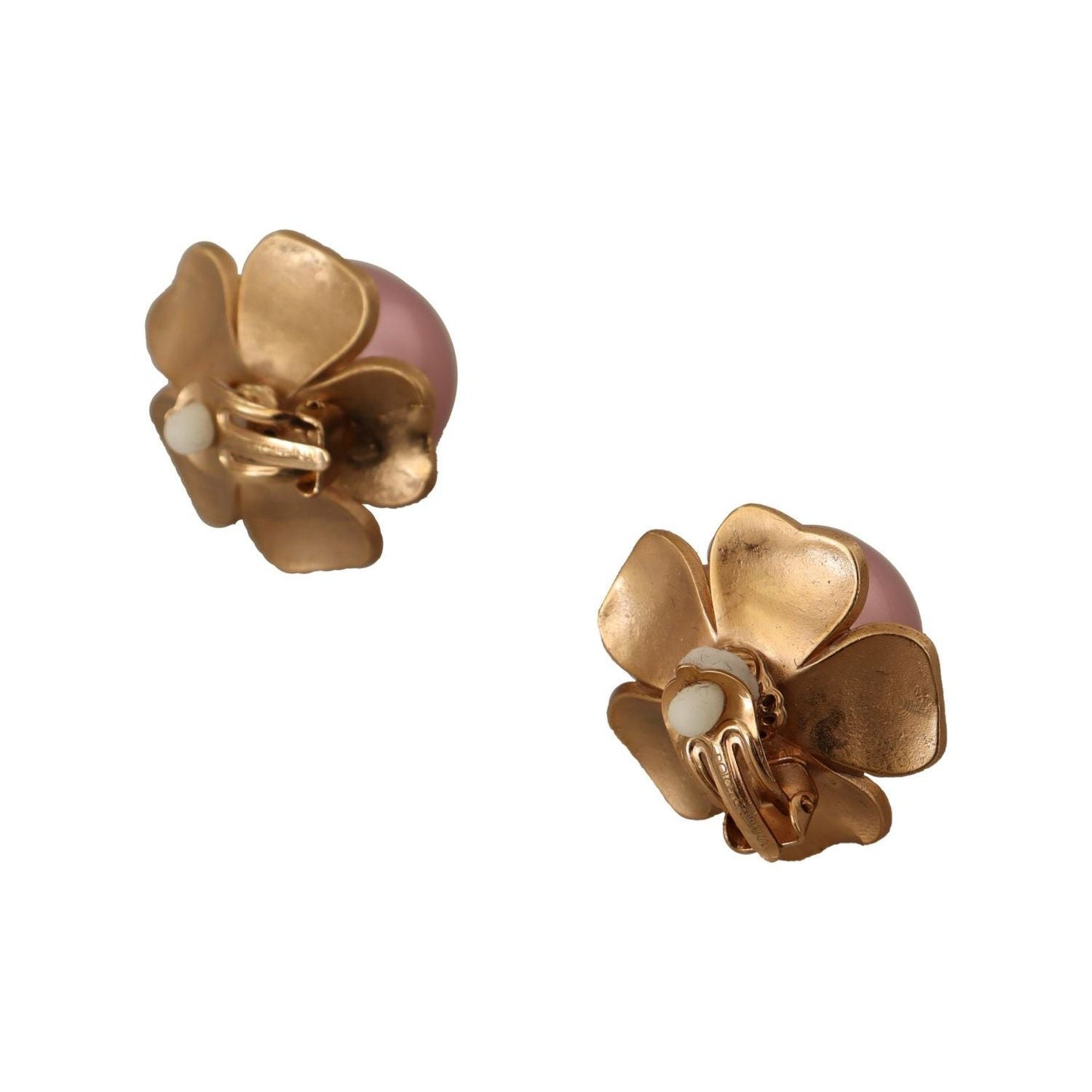 Dolce & Gabbana Elegant Floral Crystal Pearl Clip-On Earrings Earrings Dolce & Gabbana