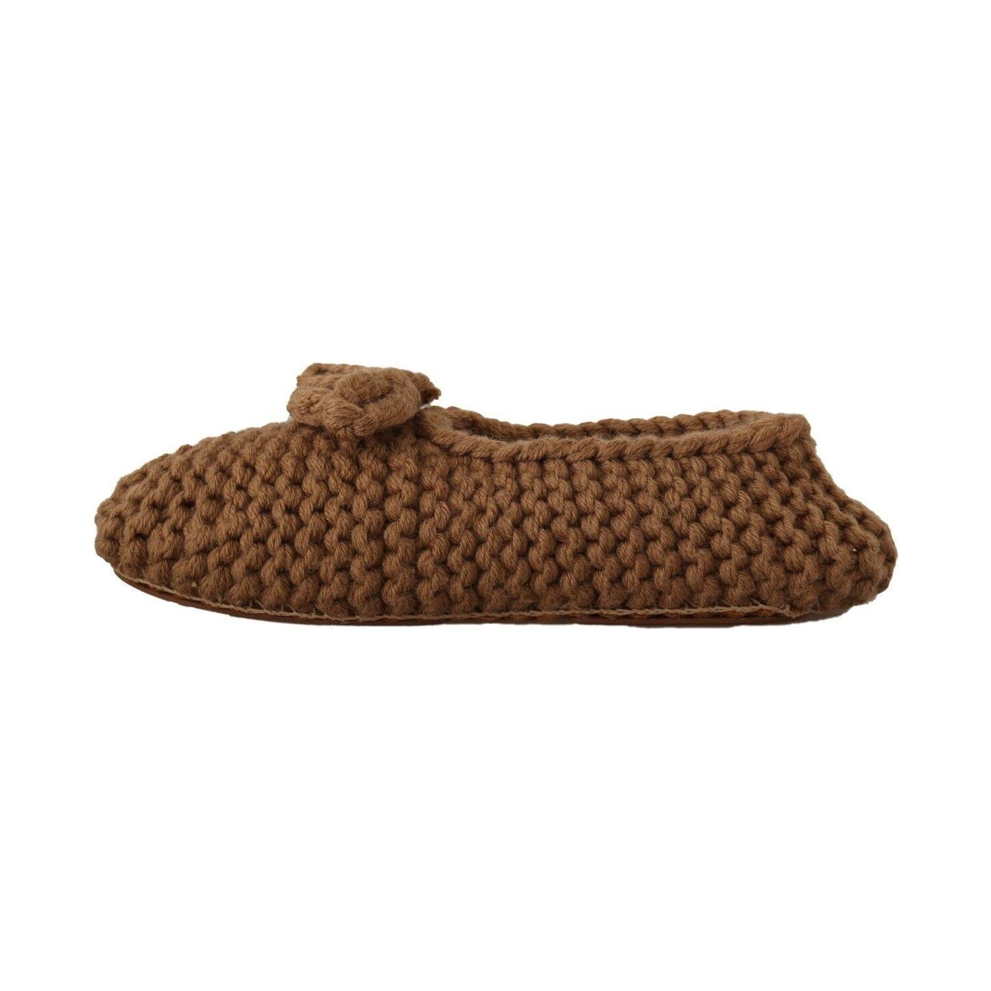 Dolce & Gabbana Elegant Wool Knit Ballerina Flats in Brown Dolce & Gabbana