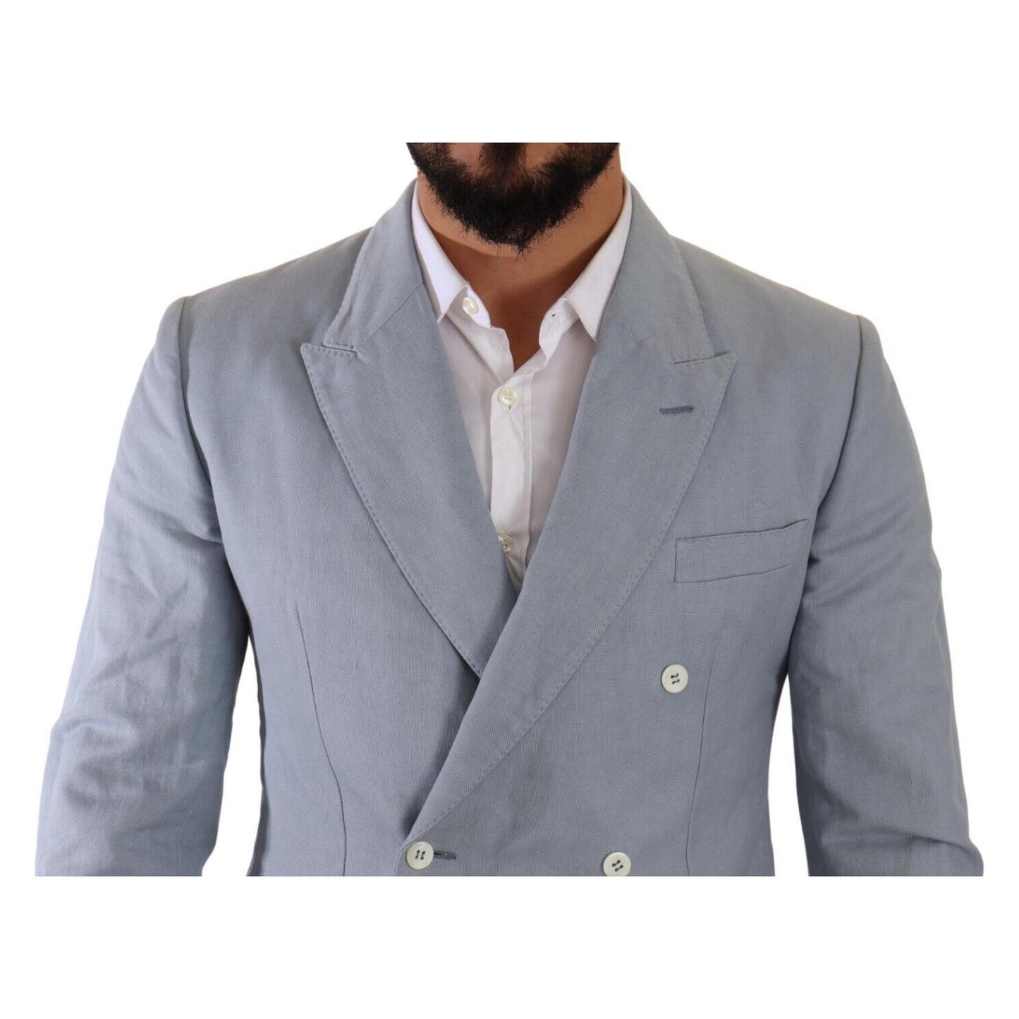 Dolce & Gabbana Elegant Slim Fit Light Blue Double Breasted Blazer Dolce & Gabbana