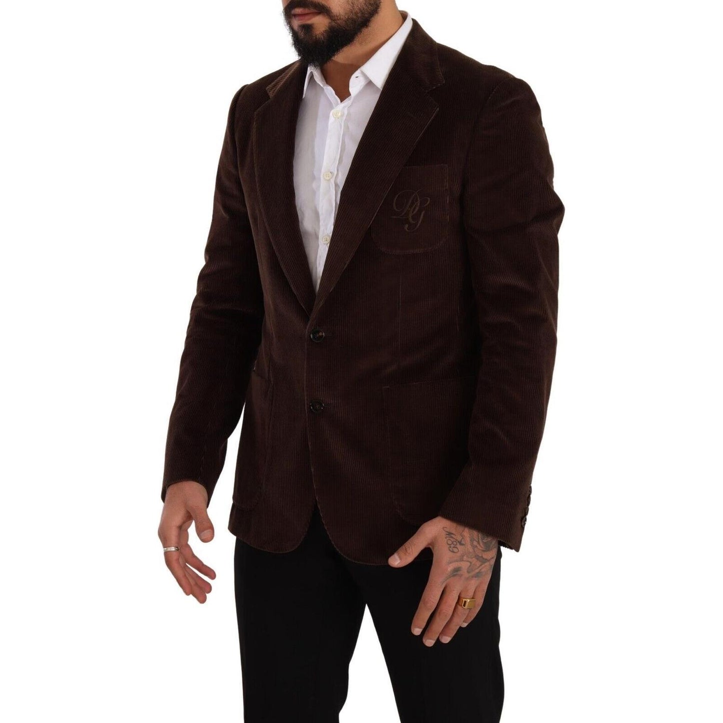 Dolce & Gabbana Elegant Brown Corduroy Slim Fit Blazer Dolce & Gabbana