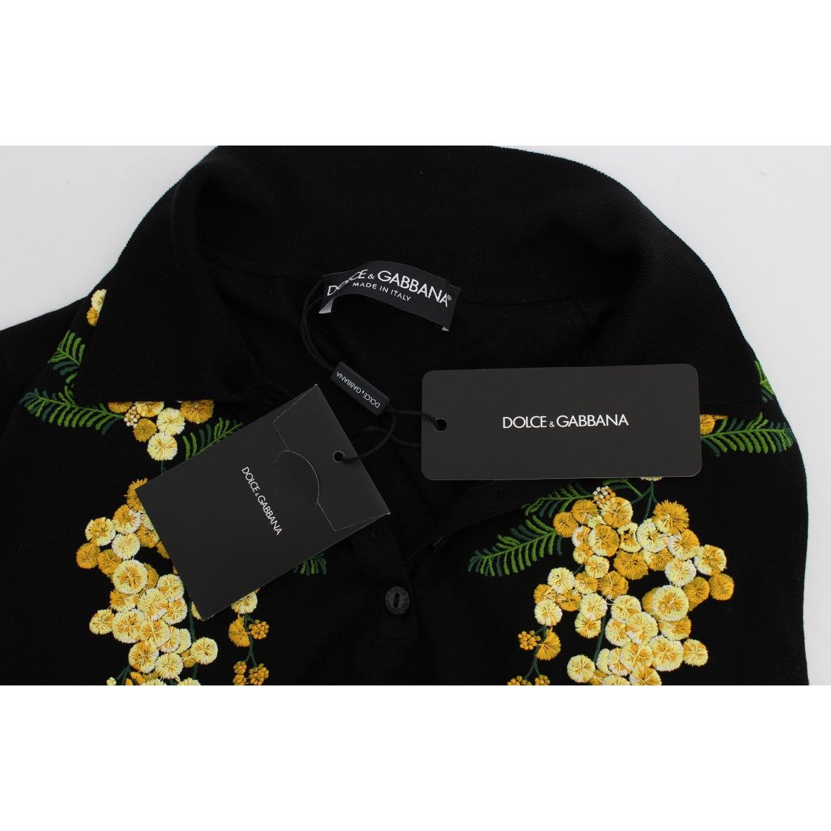 Dolce & Gabbana Elegant Black Silk Floral Polo Top Dolce & Gabbana